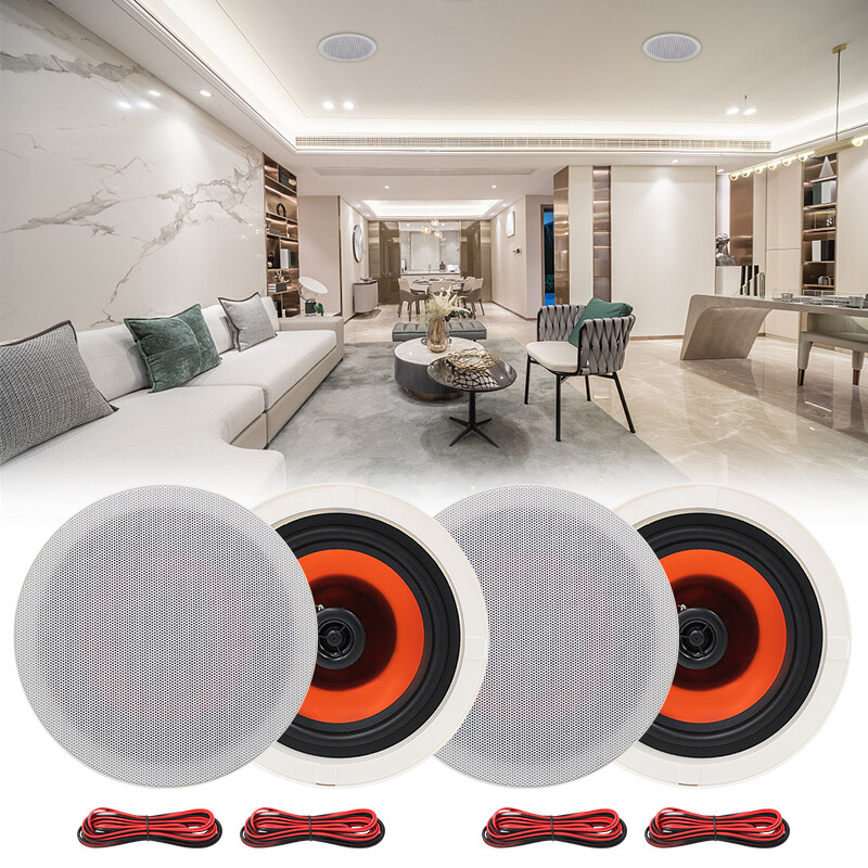 Herdio 6.5" Ceiling Speakers 4-Pack 2-Way 600W Flush Mount Wall Home
