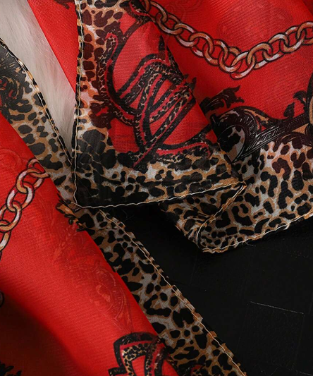 Red Animal Print Oblong Scarf Chiffon Brown Beigh Pattern Buy One Get One Free