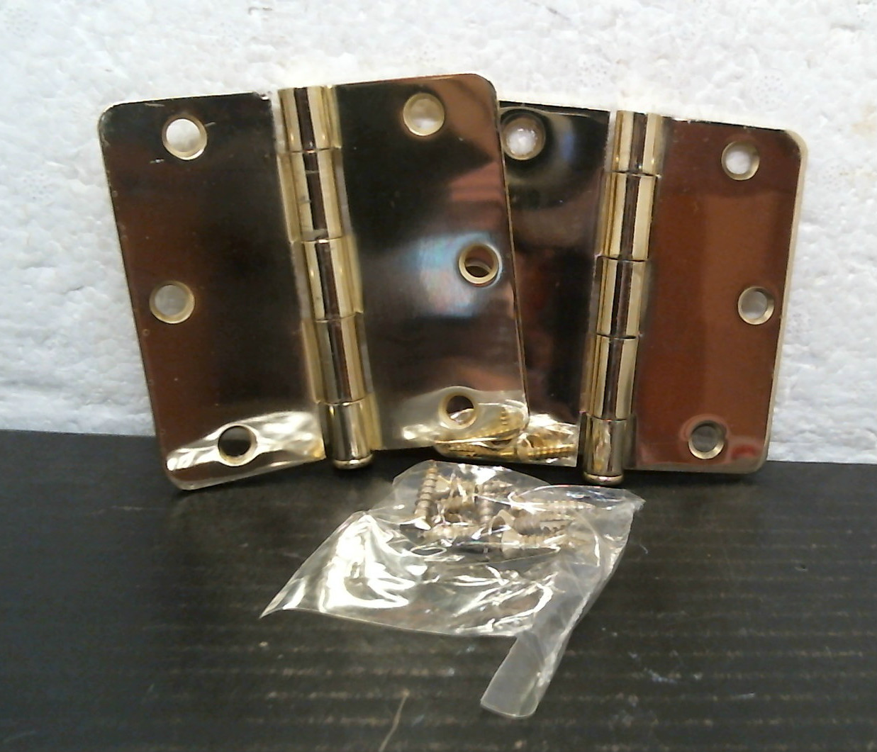 Bright Brass 3.5" X 3.5" w 1/4" Radius Door Hinge- PAIR  ,,    FS