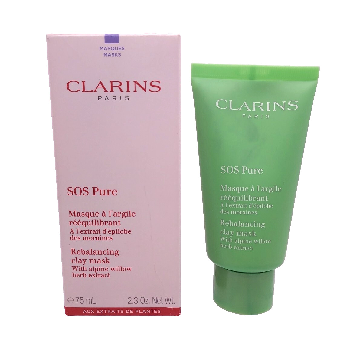 Clarins SOS Pure Rebalancing Clay Mask With Alpine Willow 2.3oz Sealed