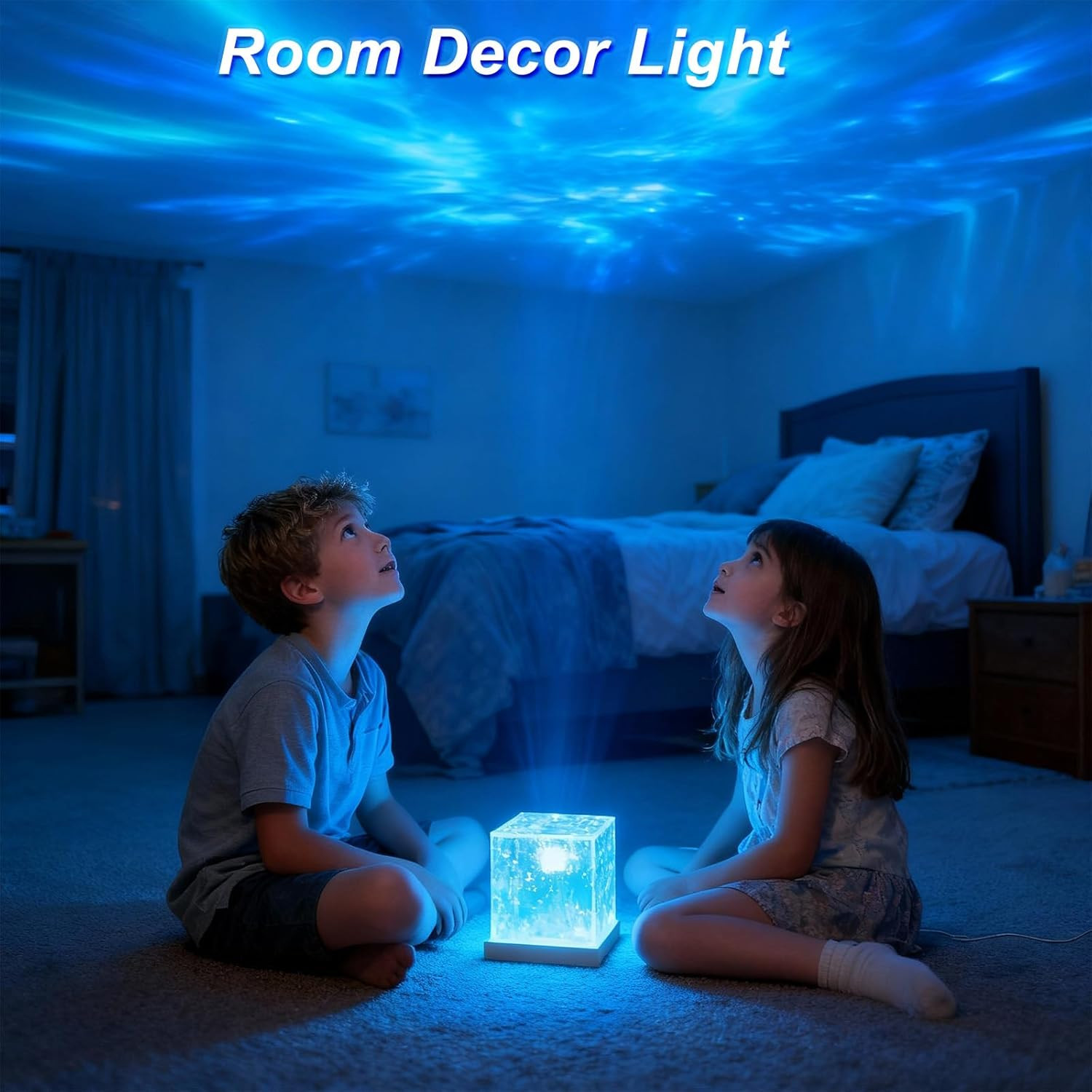 Ocean Wave Projector Light, 16-Color Changing Luminorthe Cube Lamp with 3D Rotat