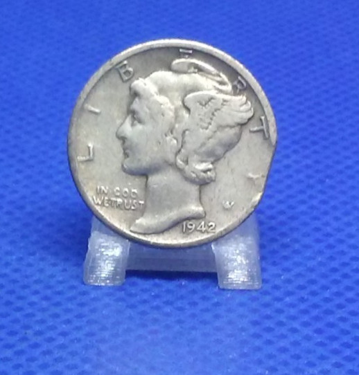 1942 Mercury 10c Dime - Curved Clip