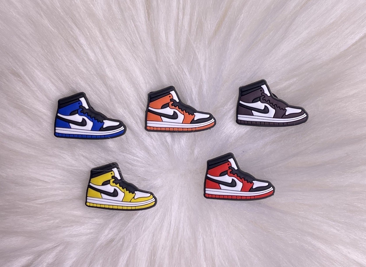 Set of 5 Sports Multicolor Shoe Charms Colorblock for Crocs Rubber