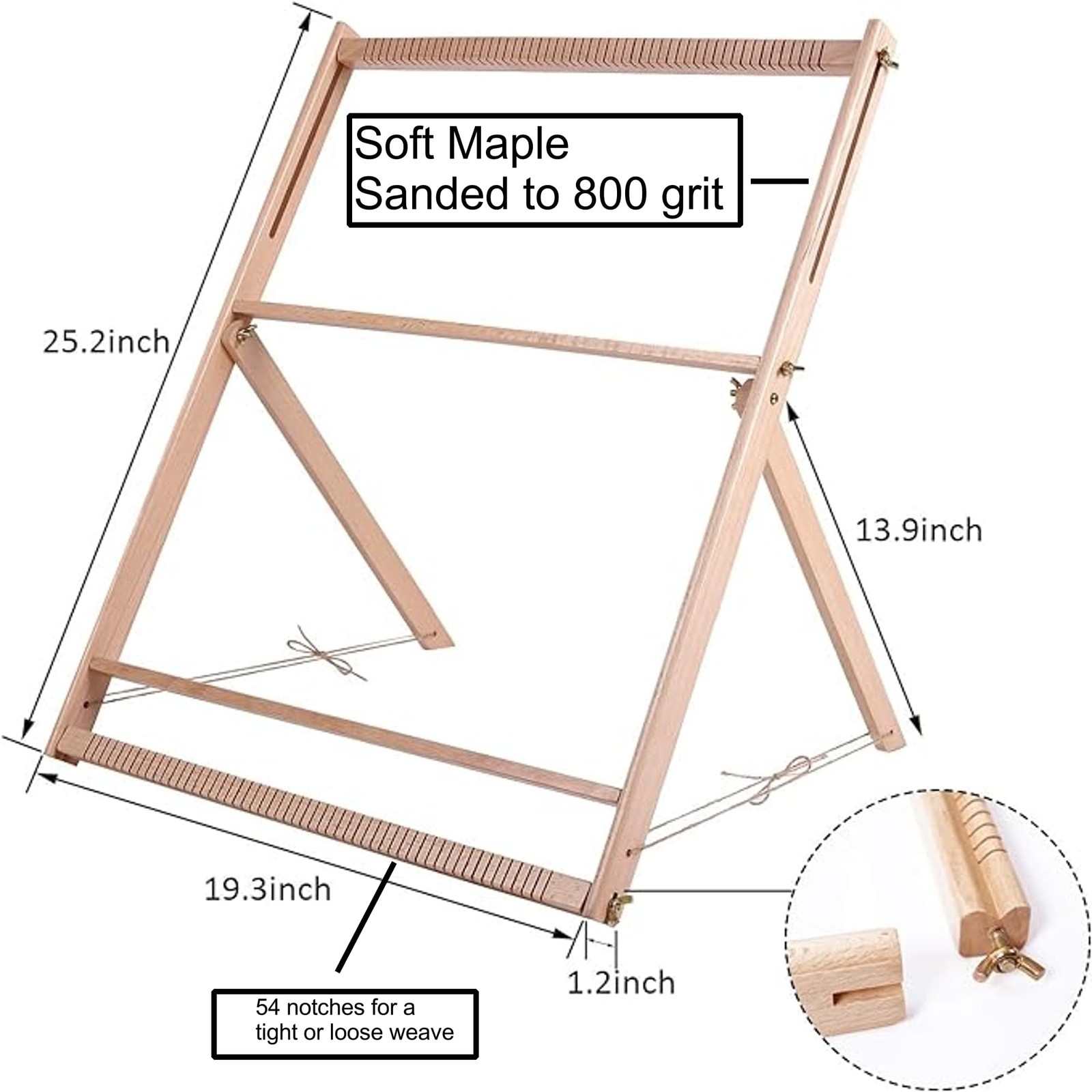 Solid Wood Table-top Weaving Loom, 25.2" H x 19.3" W Extra Large Frame, Solid...