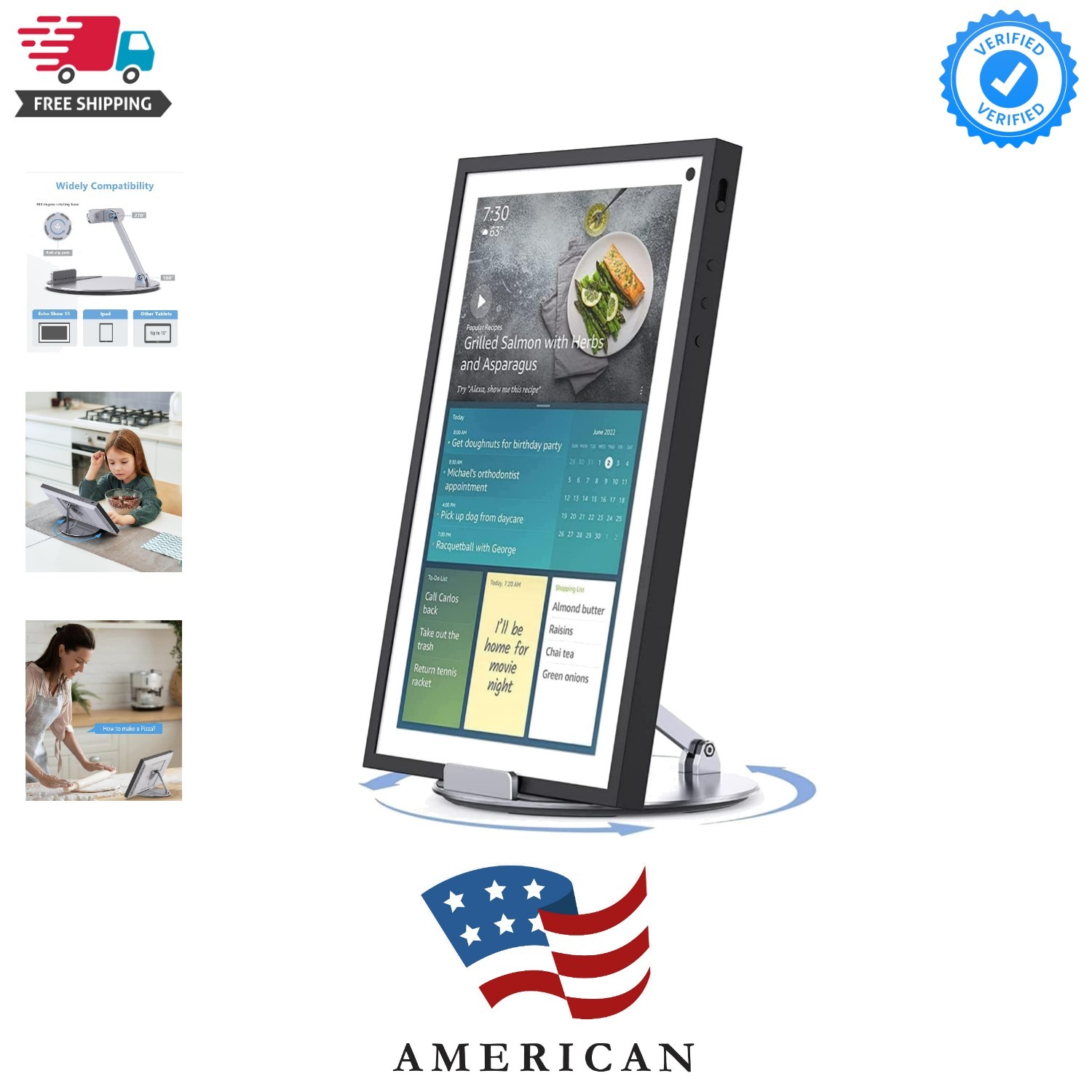 Swivel and Tilt Stand for Echo Show 15, Aluminum Stand for Show 15.6" Smart D...