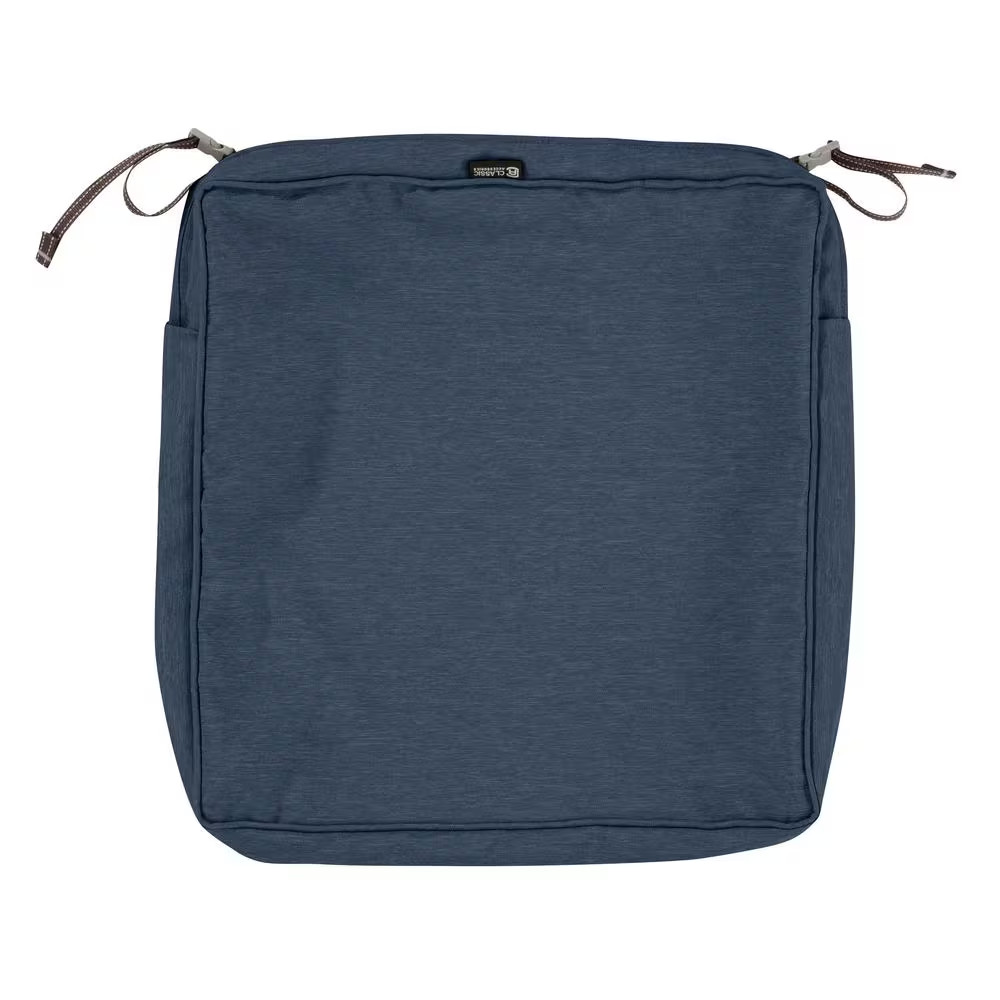 Montlake Fade Safe Heather Indigo 19 In. Square Outdoor Seat Cushion Cover