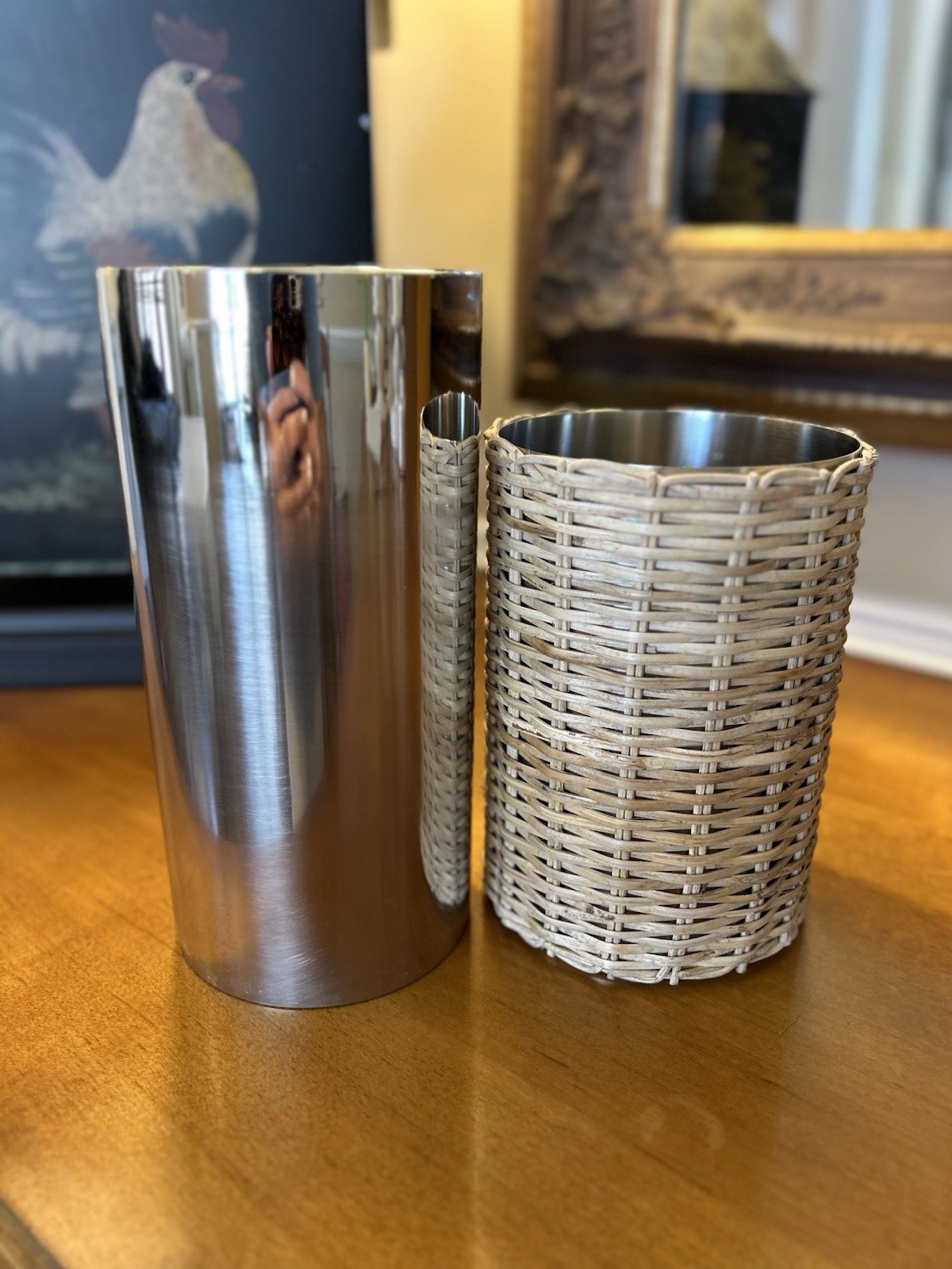 Mark & Graham Silver And Wicker Wine Chiller NWT NWB READ