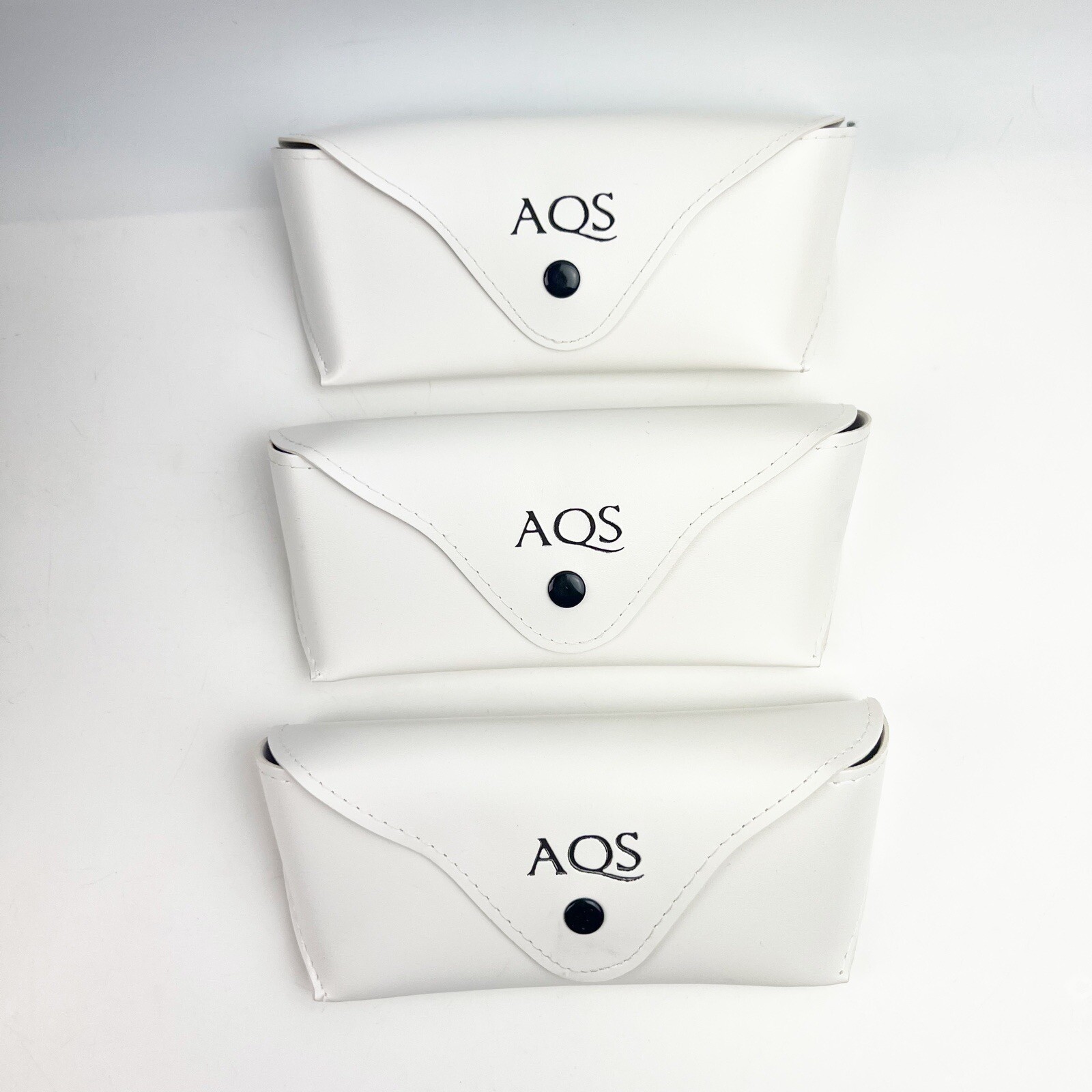 NEW Three AQS White Sunglass Case + Cloth Semi-soft *Read