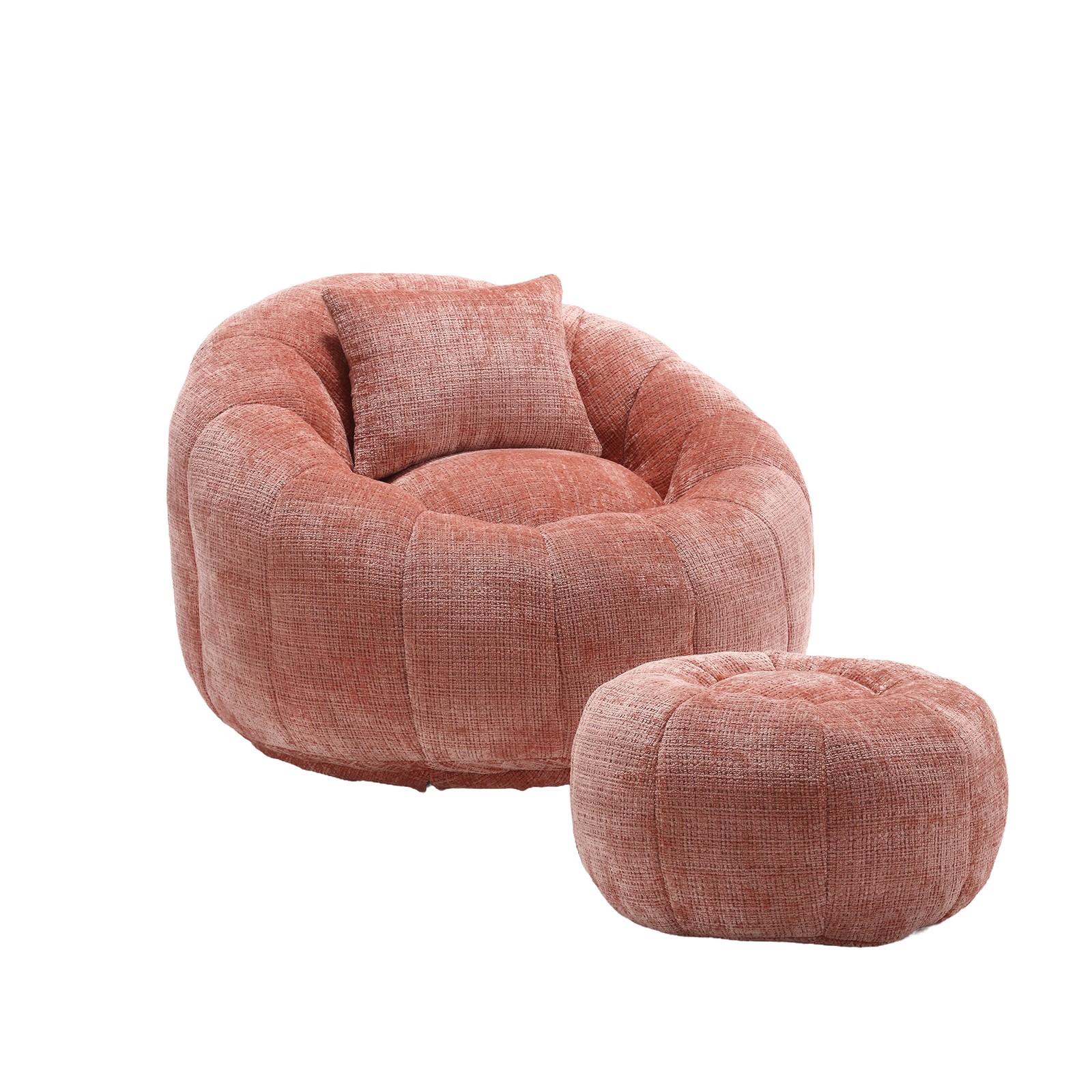 UNITED WE WIN Modern Bean Bag Chairs, Comfy Round Chair for Adults with Ottoma