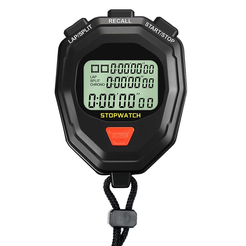 Digital Stopwatch with 60 Memory Storage Lap Split Total Time Large LCD Screen