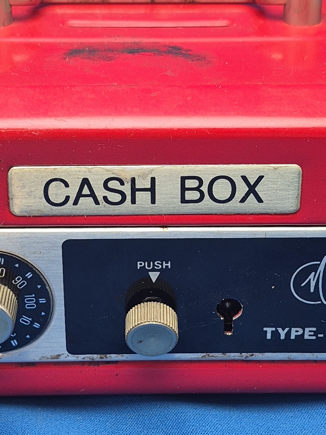 Cash Box Red Metal Locking No Key No Tray