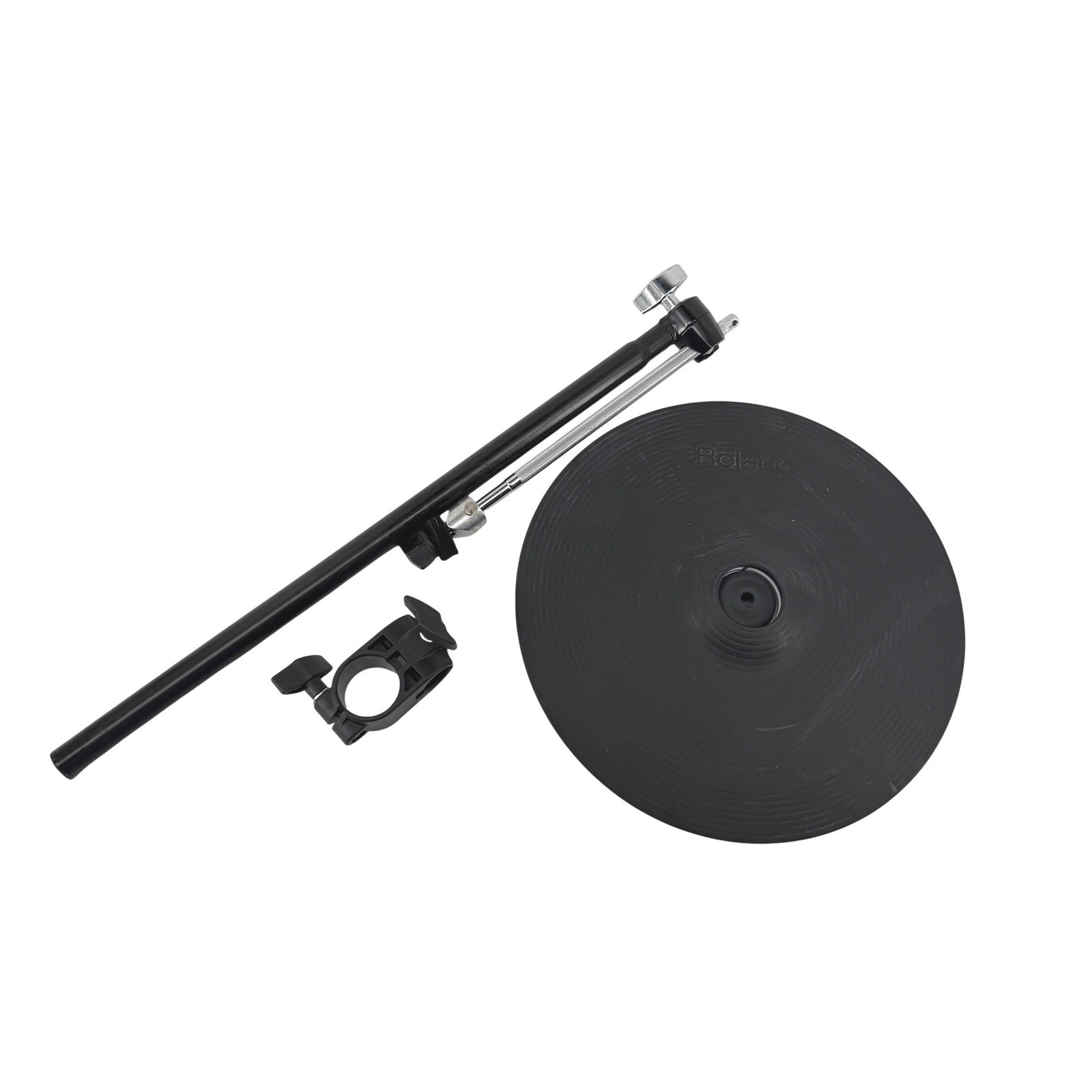 Roland CY-12C V-Cymbal Crash Pad with Black Mounting Arm and Rack Clamp 1 Zone
