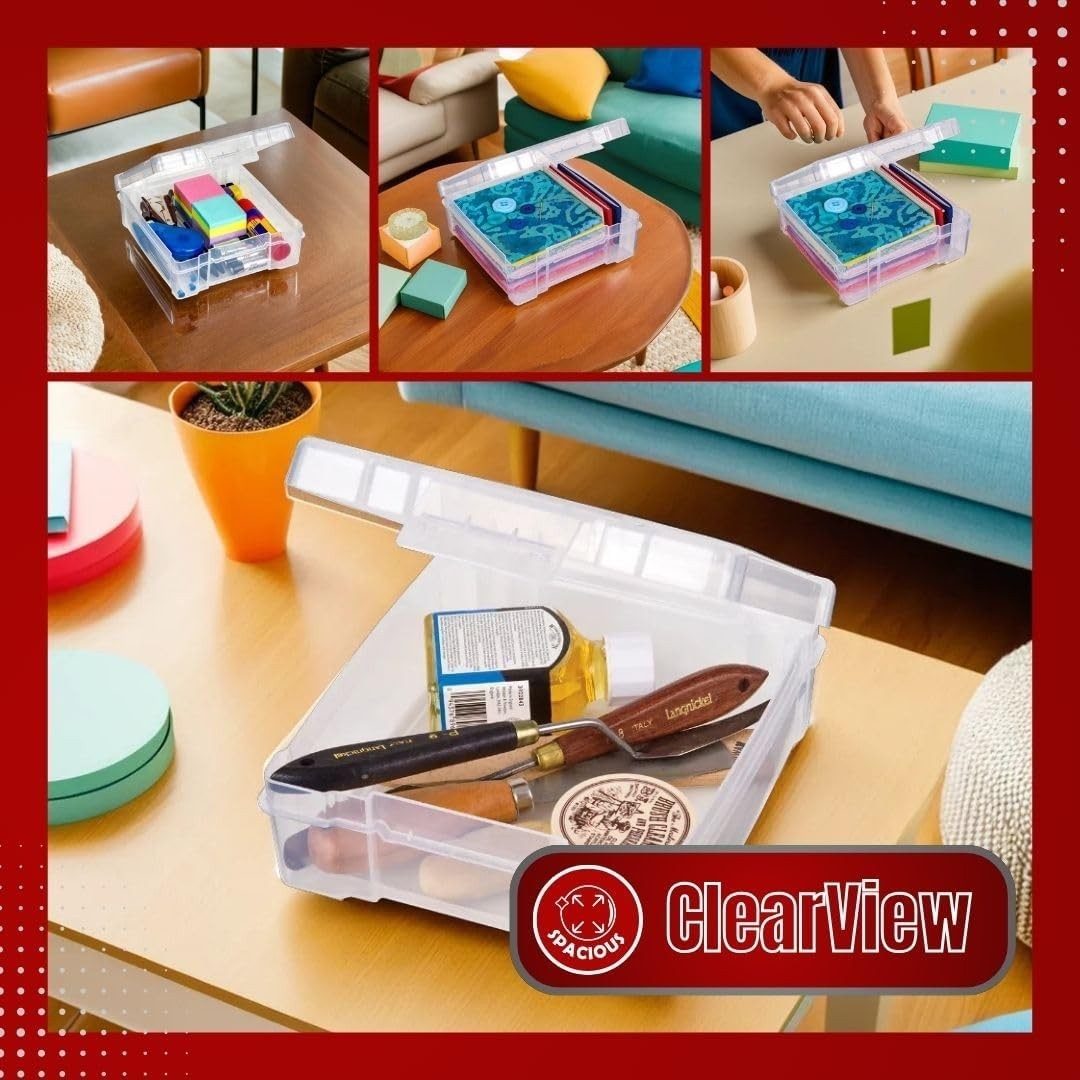 6953AB ClearView 6" x 6" Box Art & Craft Organizer, [1] Plastic Storage Case,...