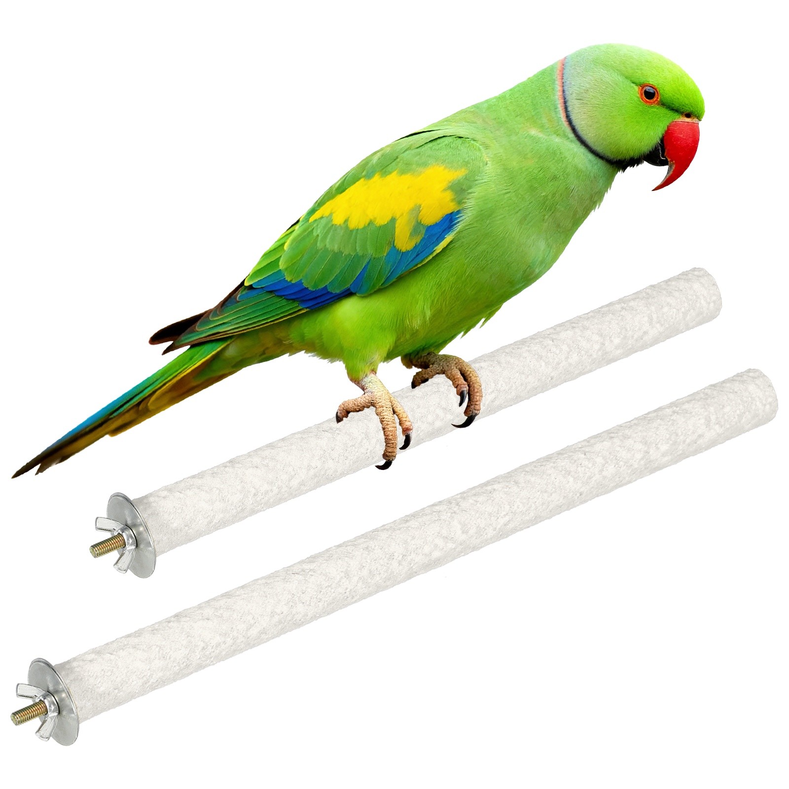 Bird Cage Perch, Parrot Grinding Claw Sticks, 10/12 Inch, (Wooden, White, 2Pcs)