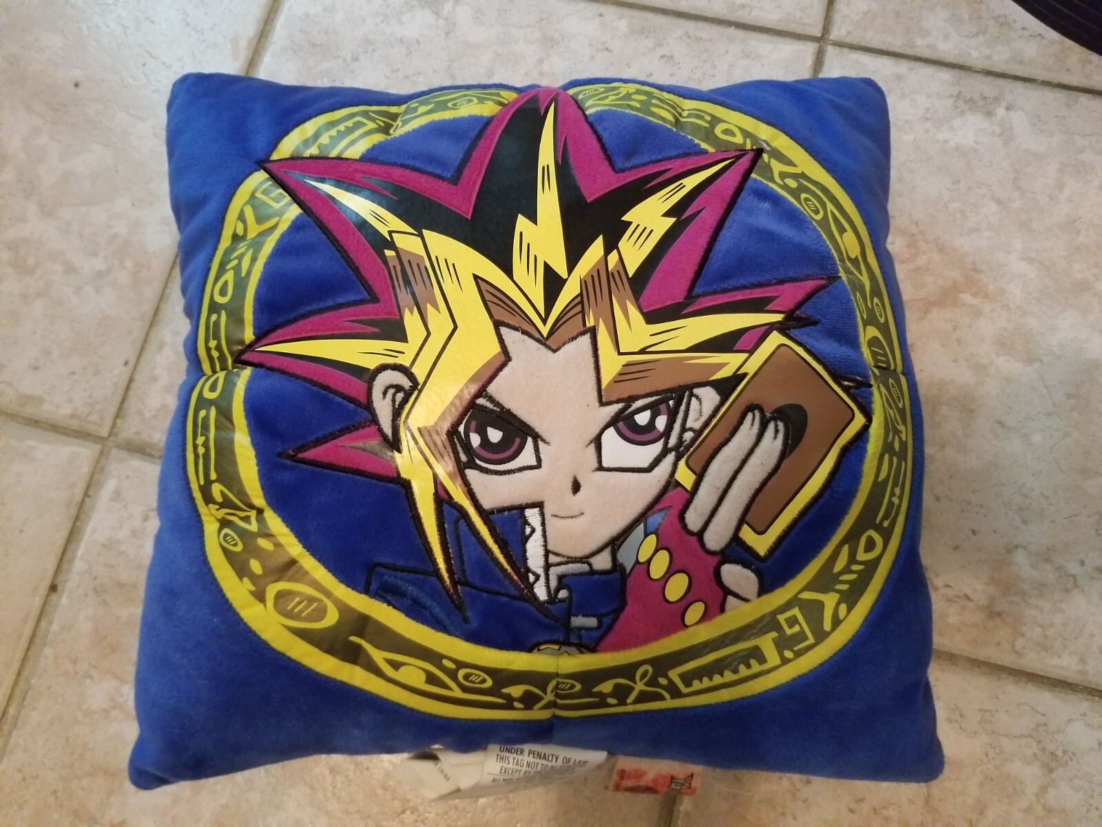 Vintage YU-GI-OH! PILLOW - Blue Kazuki Takahashi 1996 Collectible Anime 14”x14”