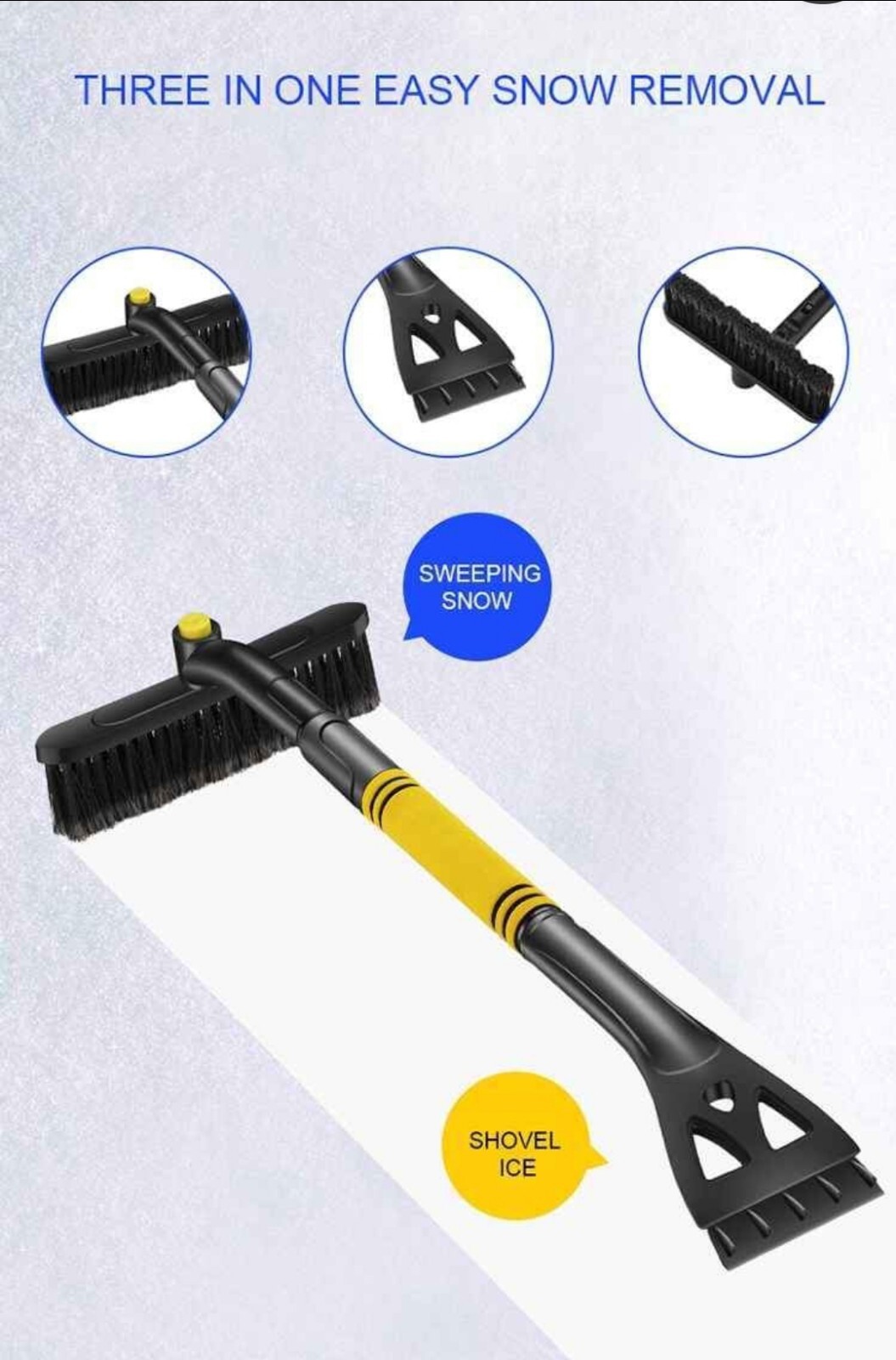 3-in-1 Extendable Car Ice Scraper, Snow Brush/Remover