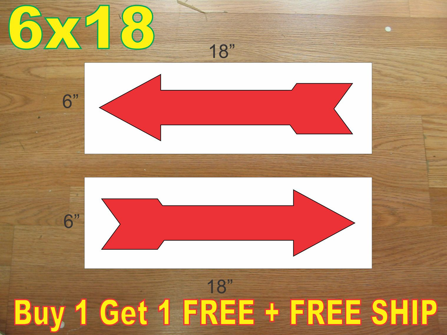 6"x18" ARROW Red REAL ESTATE RIDER SIGNS Buy 1 Get 1 FREE 2 Sided
