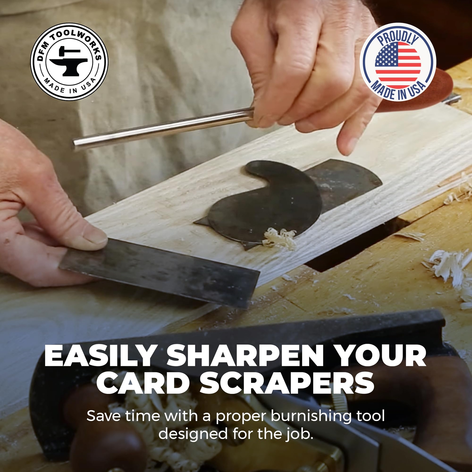 Cabinet Scraper Burnisher Tool - with Hard Maple Handle and Super Hard High Spee