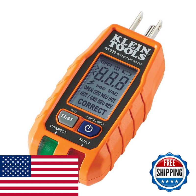 Klein Tools Rt250 Gfci Outlet Tester Lcd Display Electric Voltage Tester For