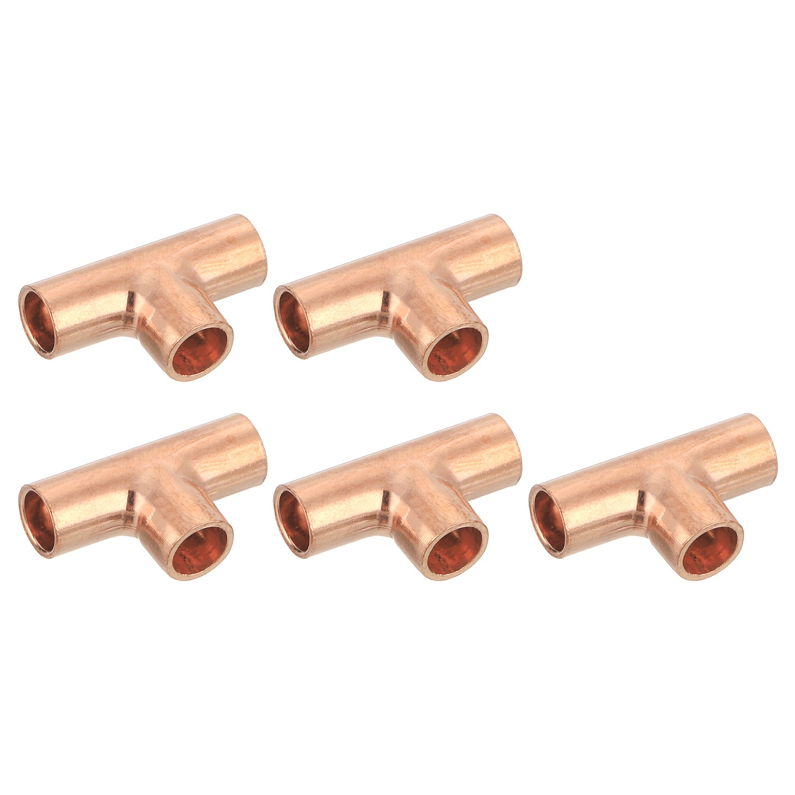 5 Pcs 0.24 Inch Tee Copper Fittings with Sweat Solder, 24.5x15mm