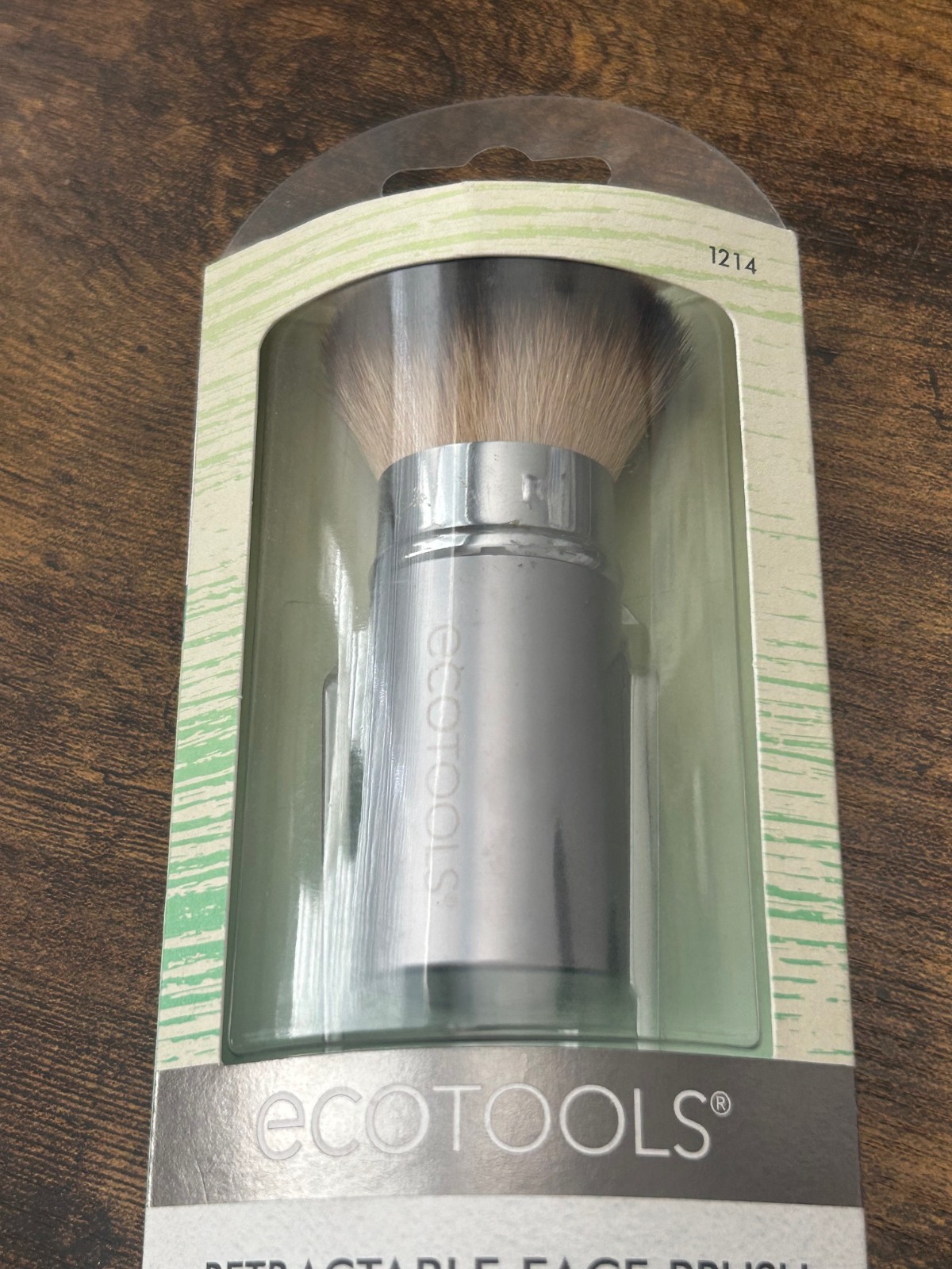 EcoTools Retractable Face Makeup Brush with Cap 1214 - Green eco friendly