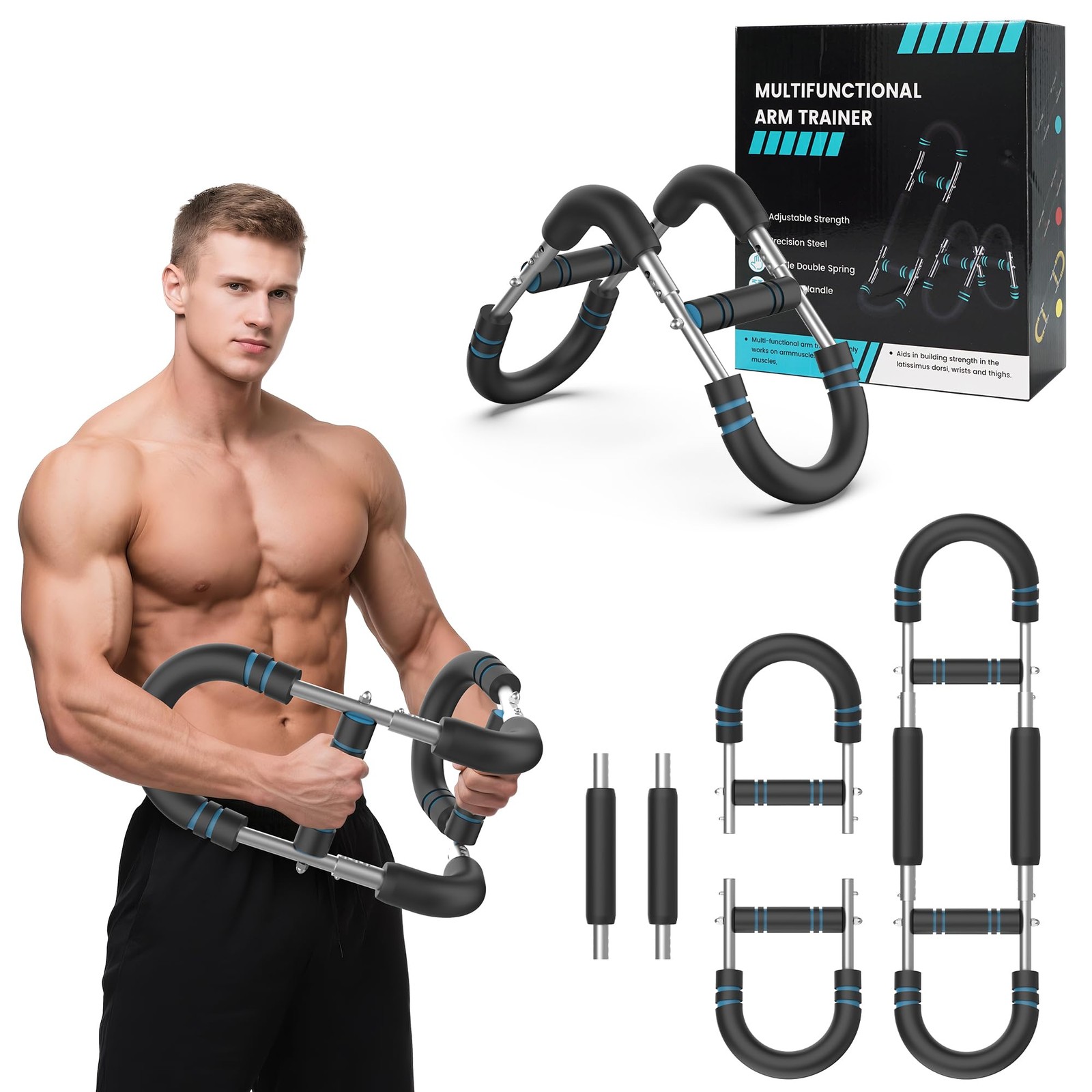 Adjustable 40-100lb Power Twister: Arm, Chest & Full Body Home Gym Workout