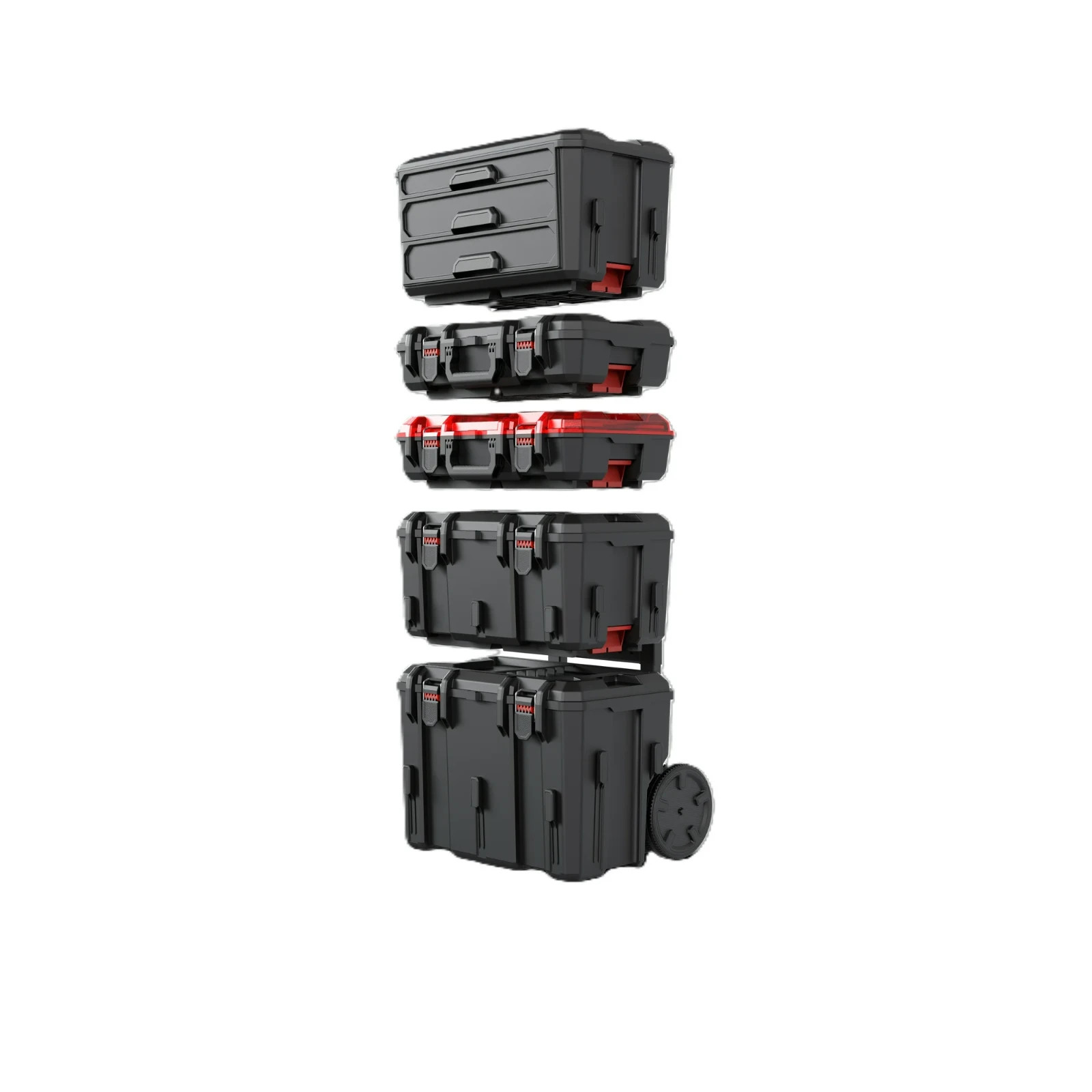 Hyper Tough Hyper Stack Tool Box, 3 Drawer Storage, Modular, Gray