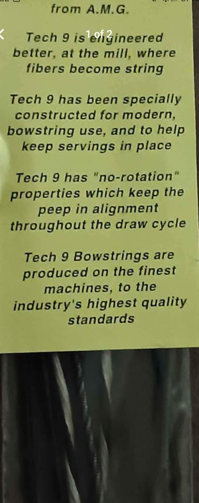 New In Package Tech 9 Bowstring Control Cable 58" Length 22 Strands!