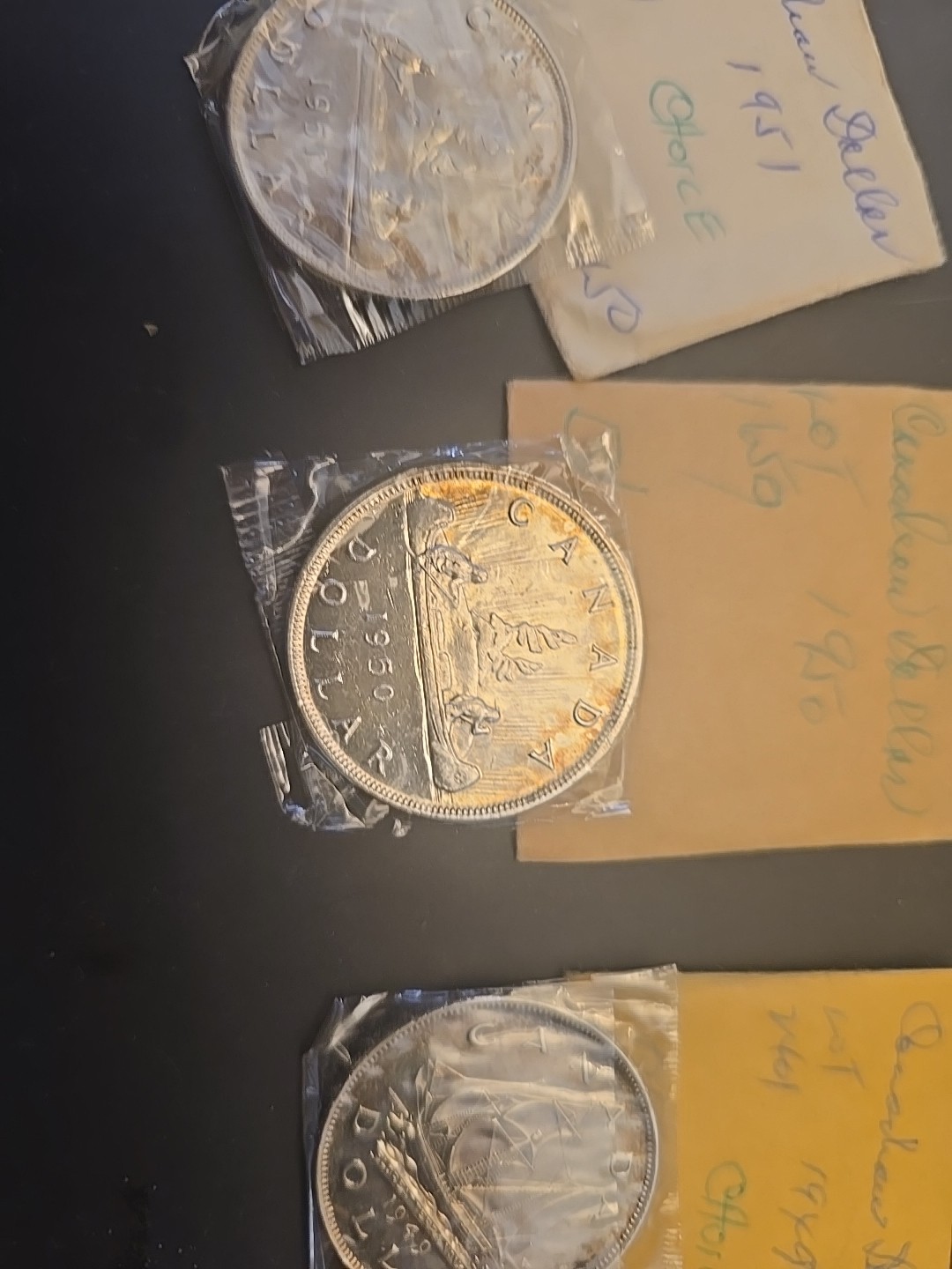 1949, 1950,1951 canada silver dollars. BU Original Packaging