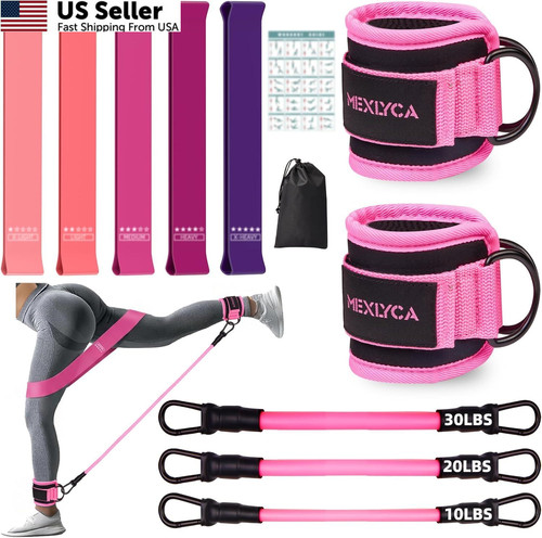 Resistance Bands Set – Band and Adjustable Ankle Exercise Pink