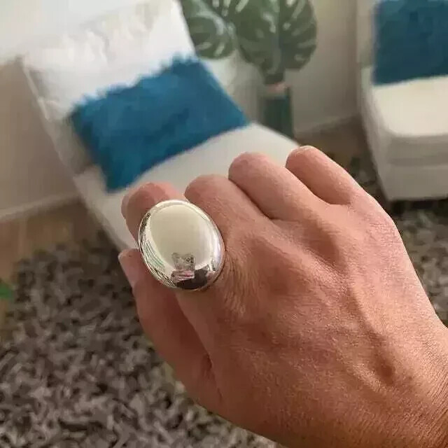 Large Bold Sterling Silver Dome Ring Chunky Electroform Dome Ring Gift For Women