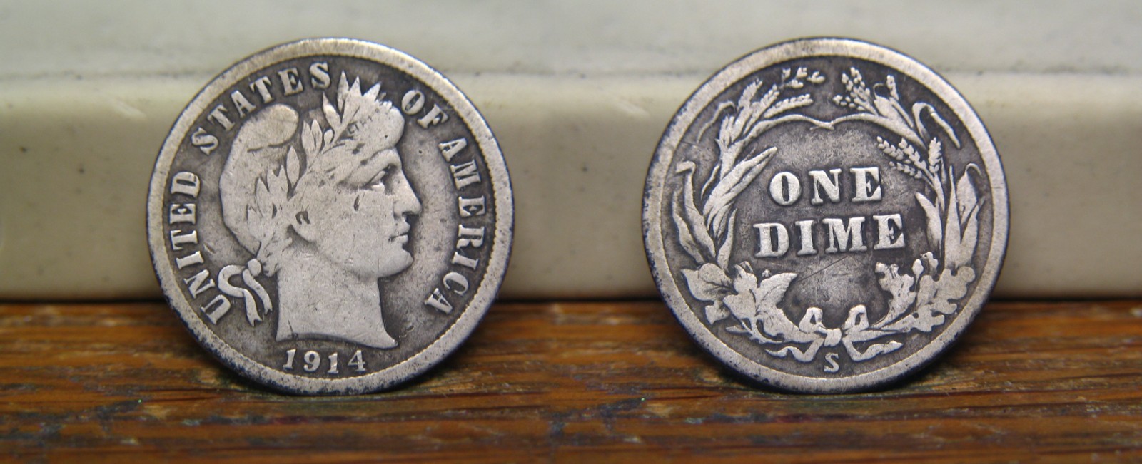 1914-S BARBER LIBERTY HEAD SILVER DIME 1914S US COIN