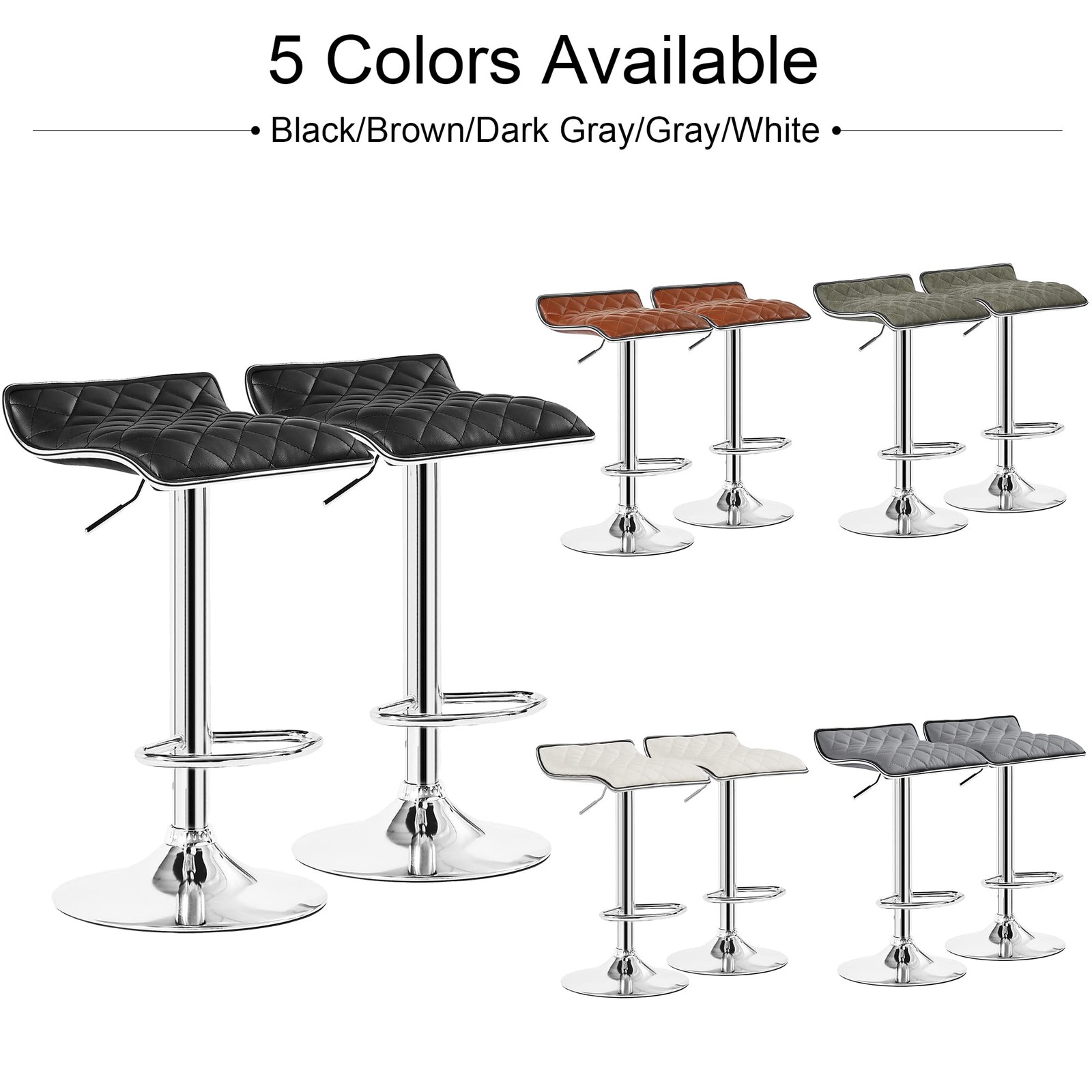 Adjustable Bar Stools Set of 2, Bar Height Stools for Kitchen Counter