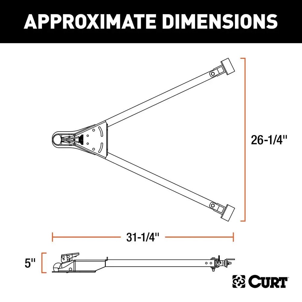 CURT 19745 Adjustable Tow Bar w 2" Universal Brackets