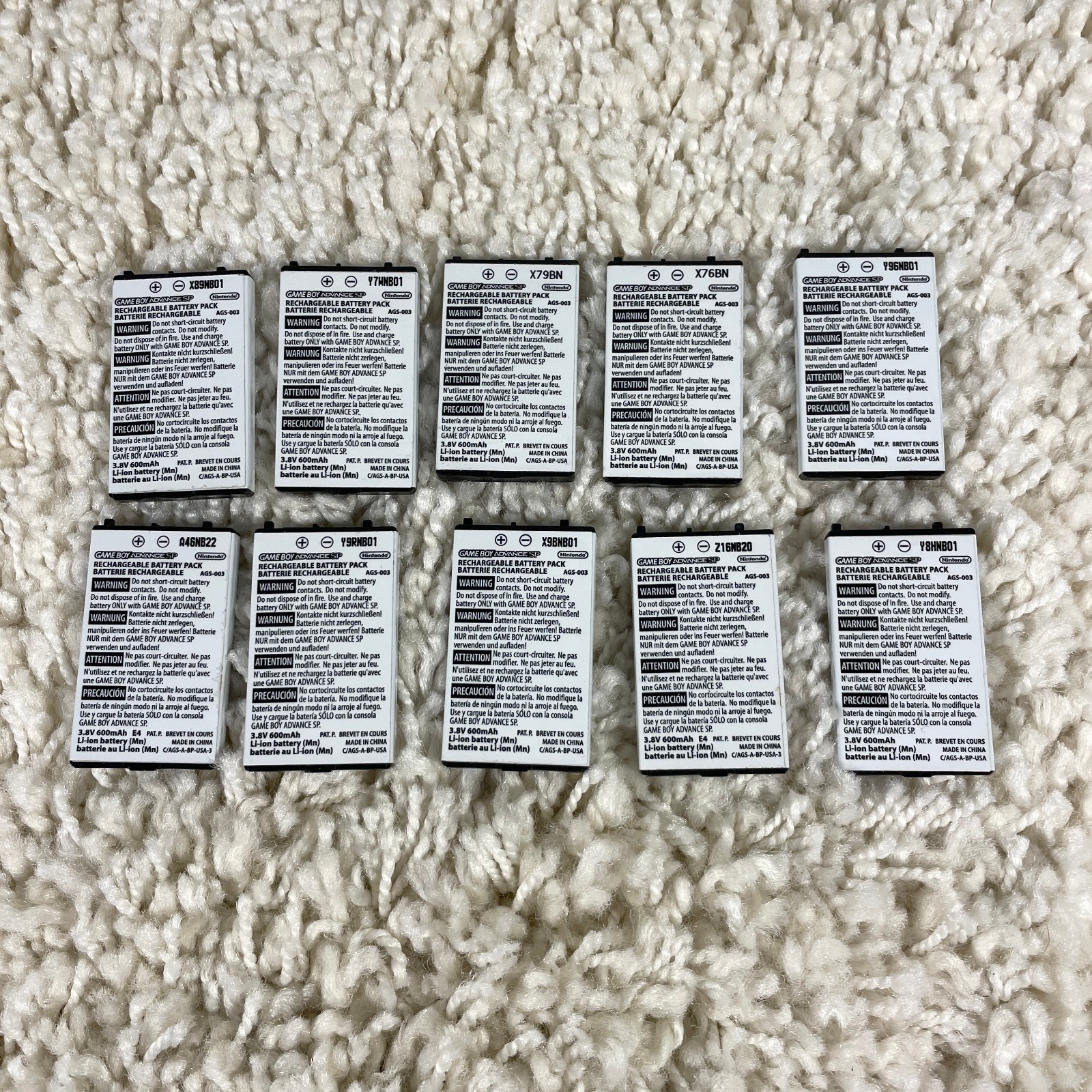 10x Genuine Nintendo OEM Game Boy Advance GBA SP Battery AGS-003 Lot of 10