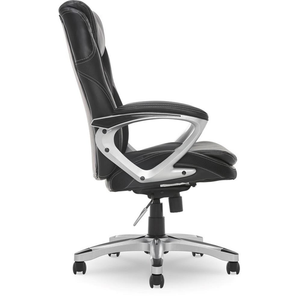 Pemberly Row Faux Leather Executive Office Chair w/ Adjustable Tilt in Black