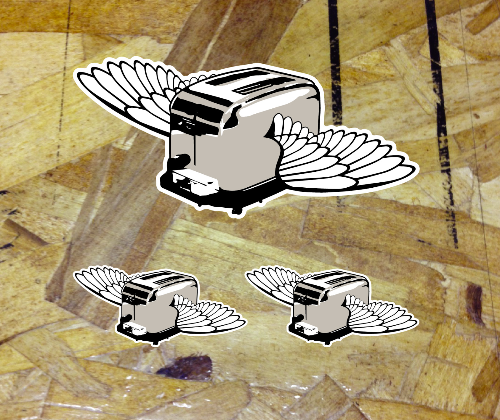 Flying Toaster Wings Sticker Decal Windows Funny Bumper sticker 3 for 1