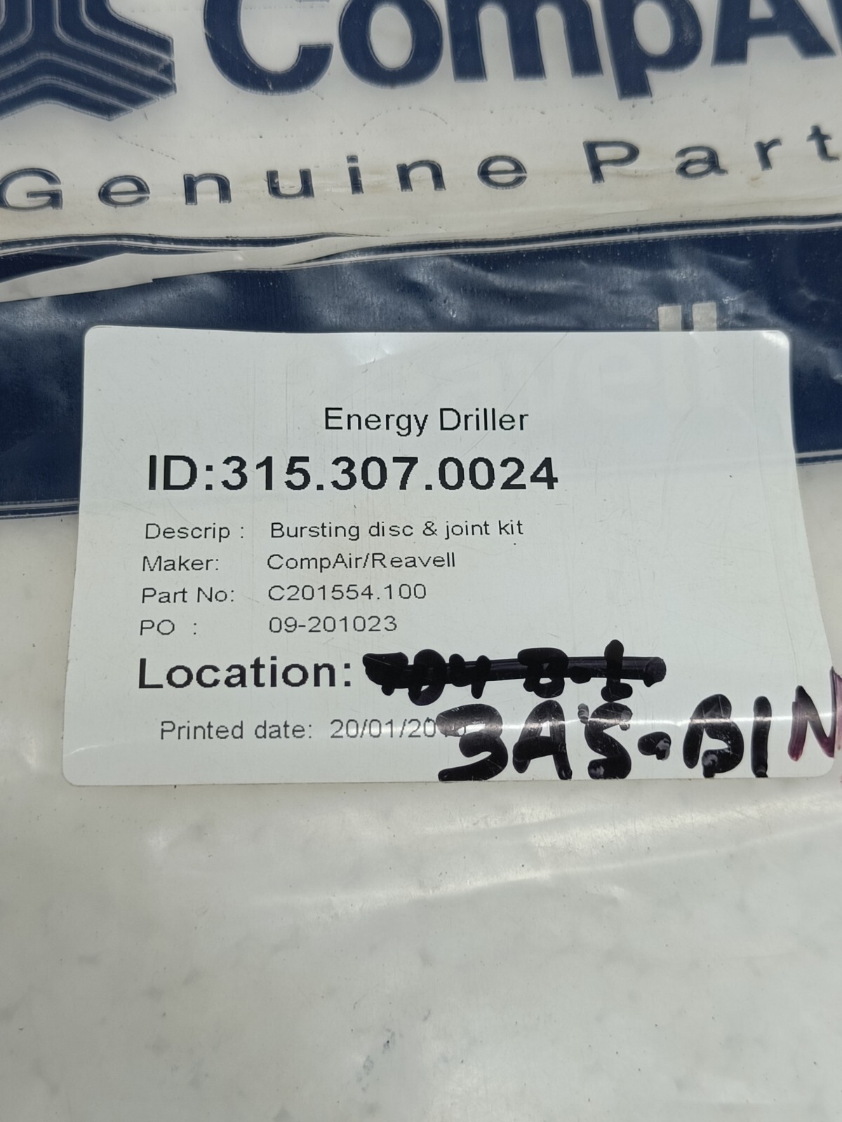 COMPAIR REAVELL C201554.100 BURSTING DISC & JOINT KIT
