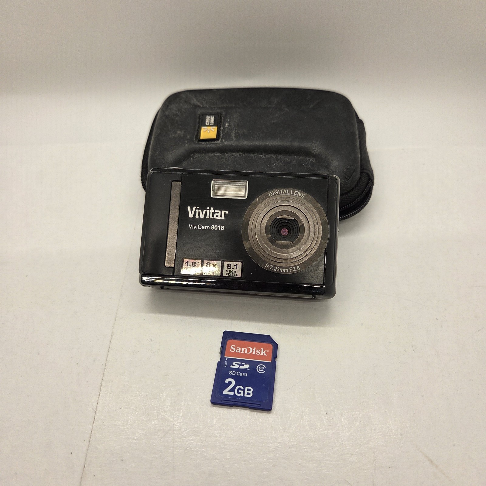 Vivitar Digital Camera Vivicam 8018 8.1MP Black Tested 2gb Card , Case