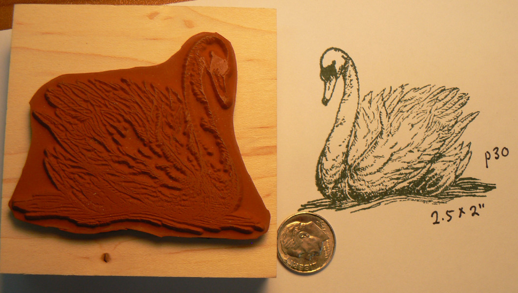 Swan rubber stamp WM 2.5x2" P30