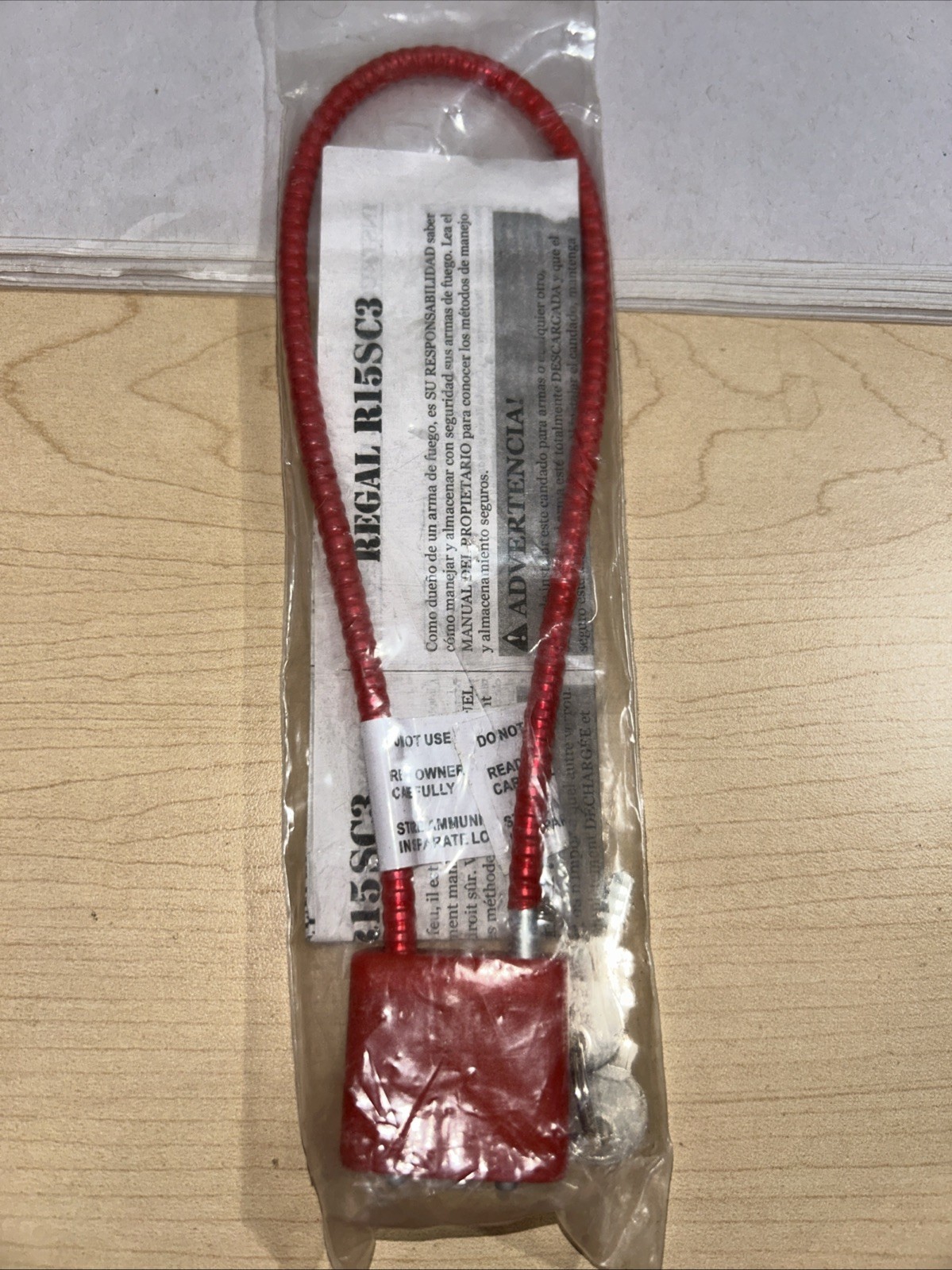Regal Firearm Gun Safety Cable Lock R15SC3  (RED) *Brand New* 2 Keys