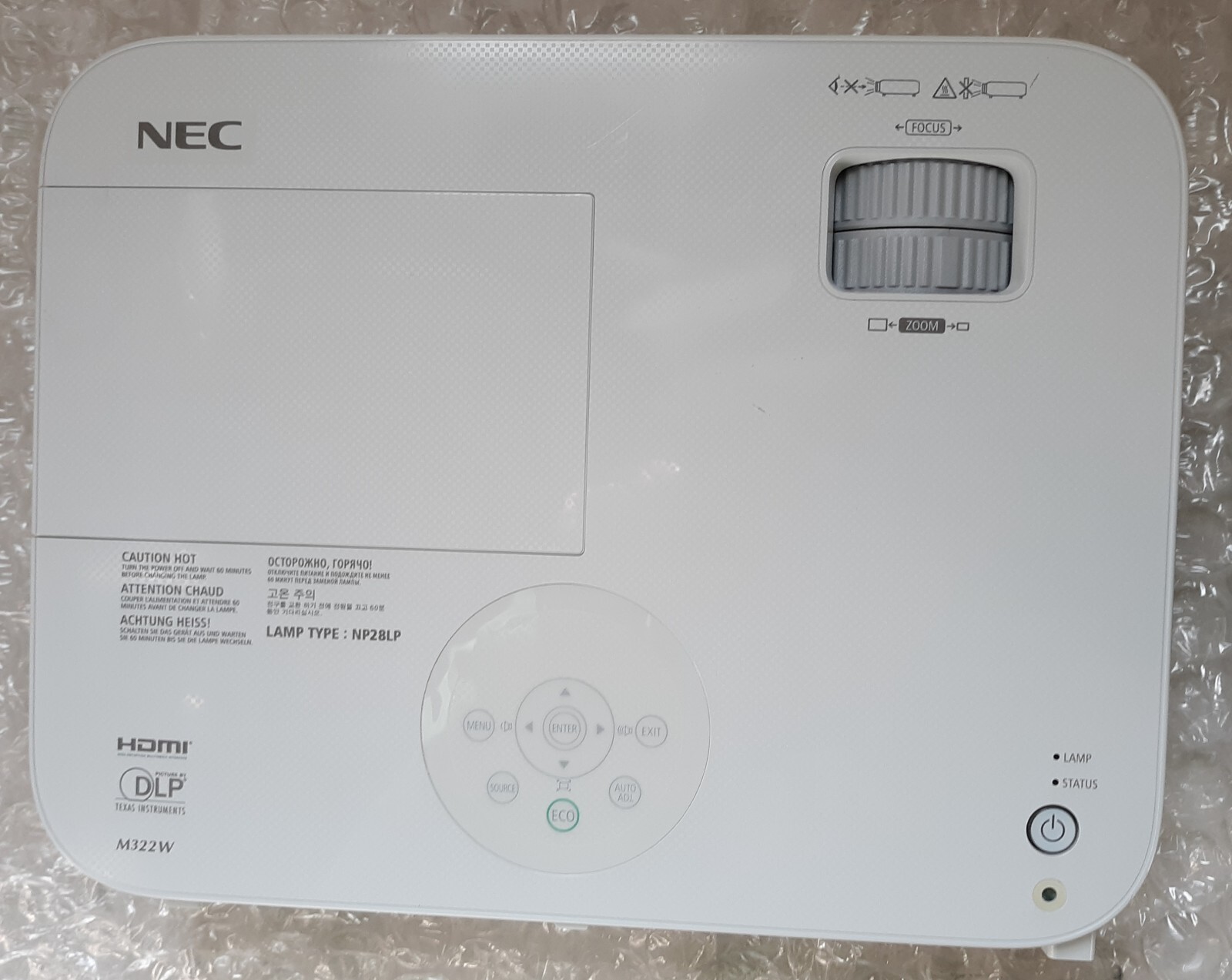 NEC NP-M322W 3200 Lumen Portable DLP Projector + VGA/HDMI 1406H w/out Remote