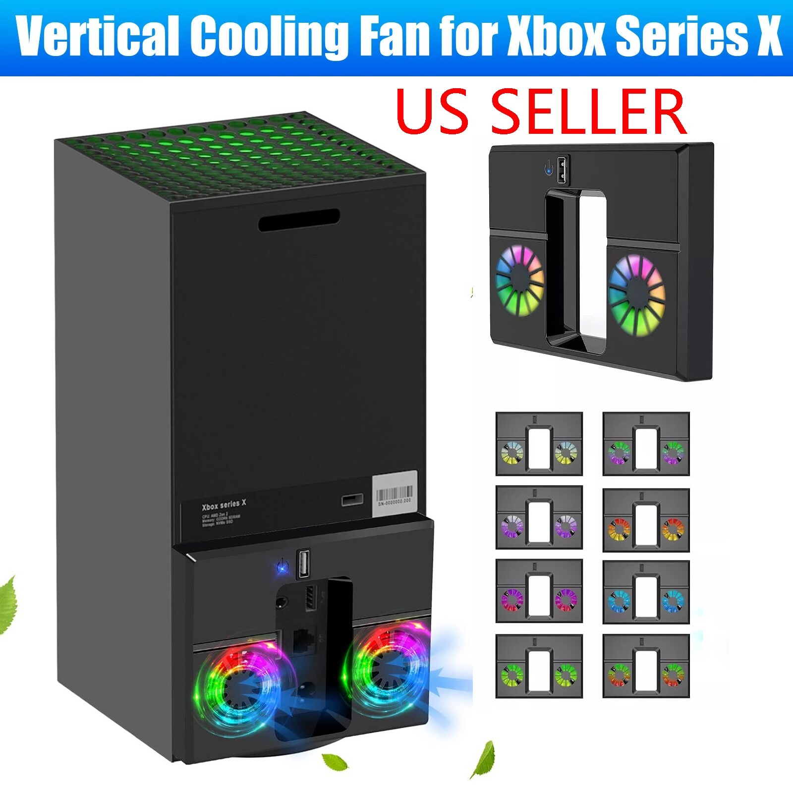RGB Dual Cooling Fan Vertical Stand Cooler Accessories for Xbox Series X Console