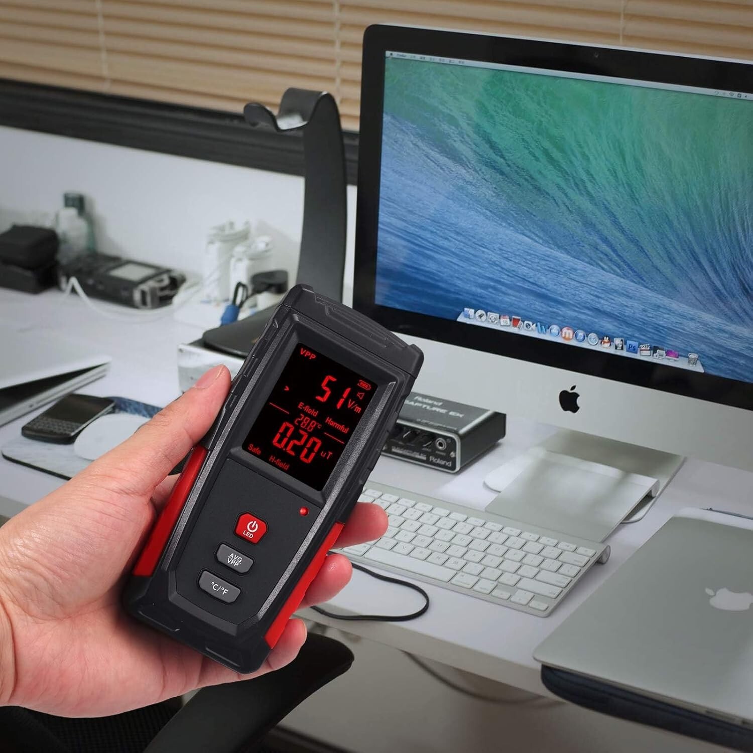 EMF Meter, Rechargeable Digital Electromagnetic Field Radiation Detector USB NEW