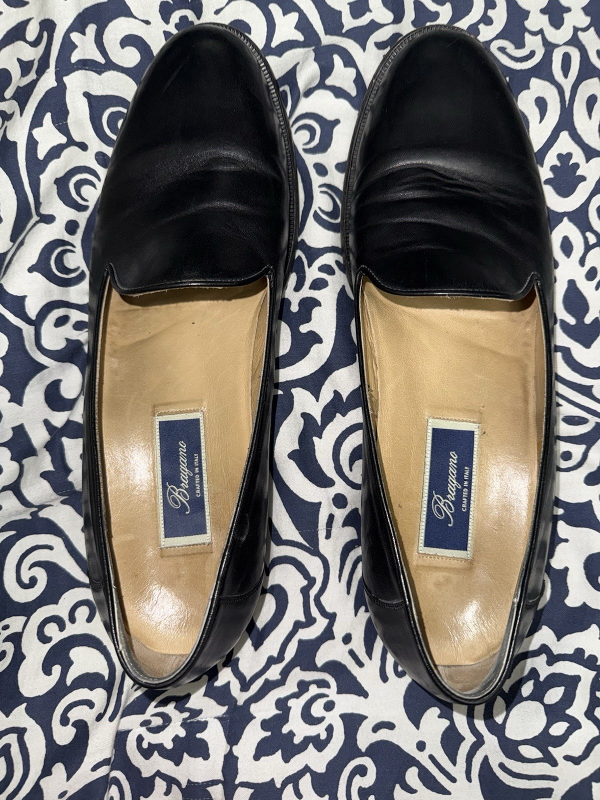 Bragano Men's Black Leather Loafer Dress Shoes Slip On 06089 Size 11