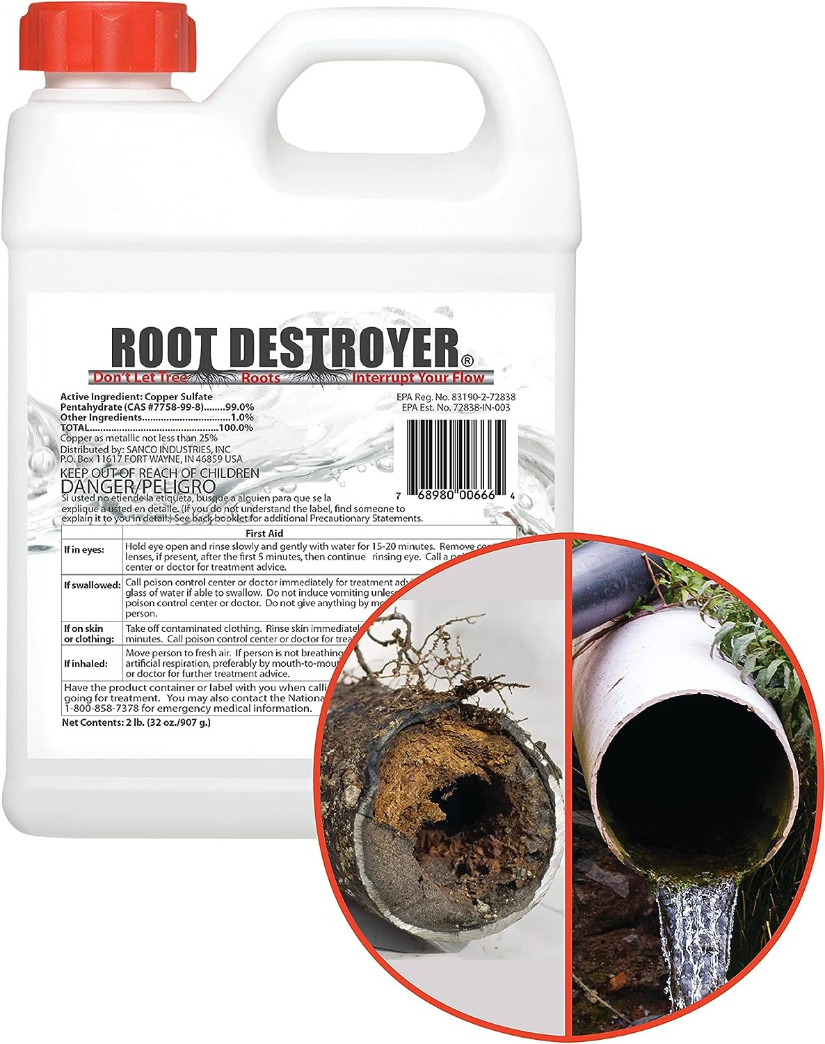 Root Destroyer – 2Lbs- Root Killer for Sewer & Pipe Lines- Stops New Growth – Sa