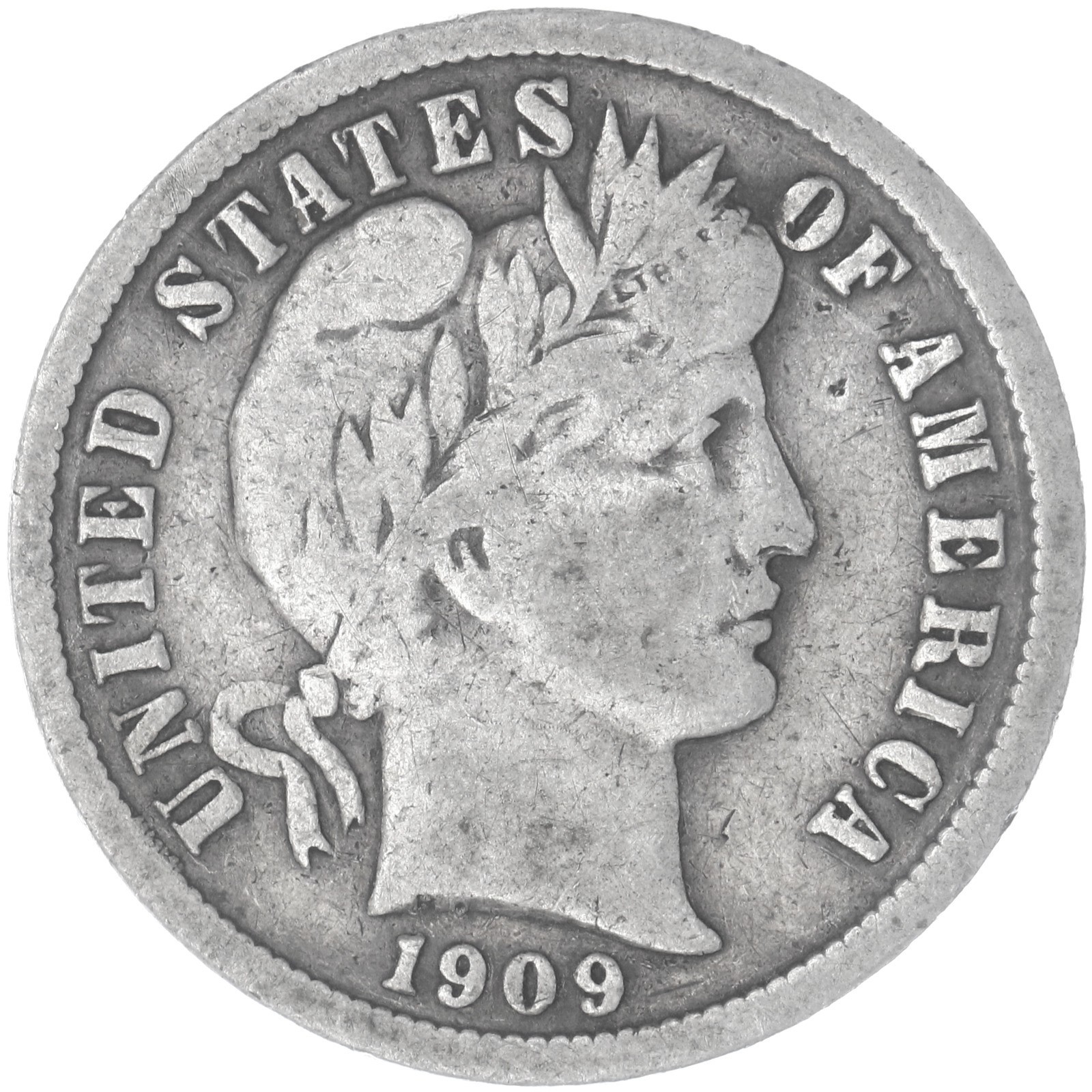 1909 (P) Barber Dime 90% Silver Fine FN