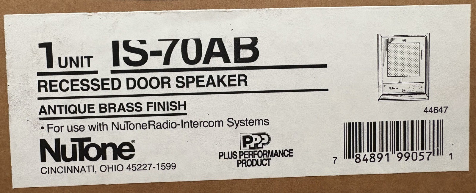 Nutone IS-70AB Intercom Door Speaker IS-70 IS-65 Antique Brass (no push-button)