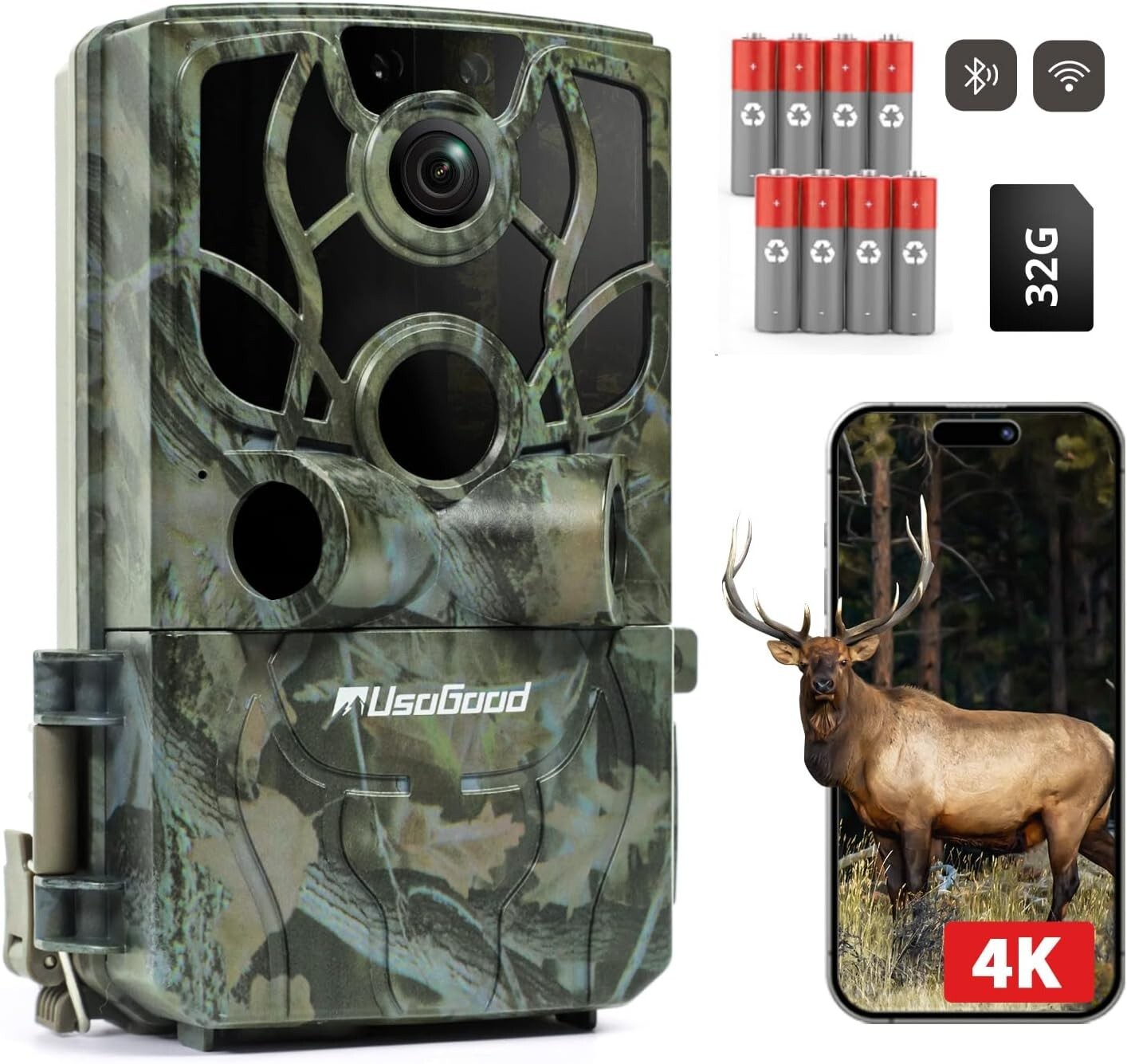 4K 48MP WiFi & Bluetooth Trail Camera Wildlife Game Hunting Camera Night Vision