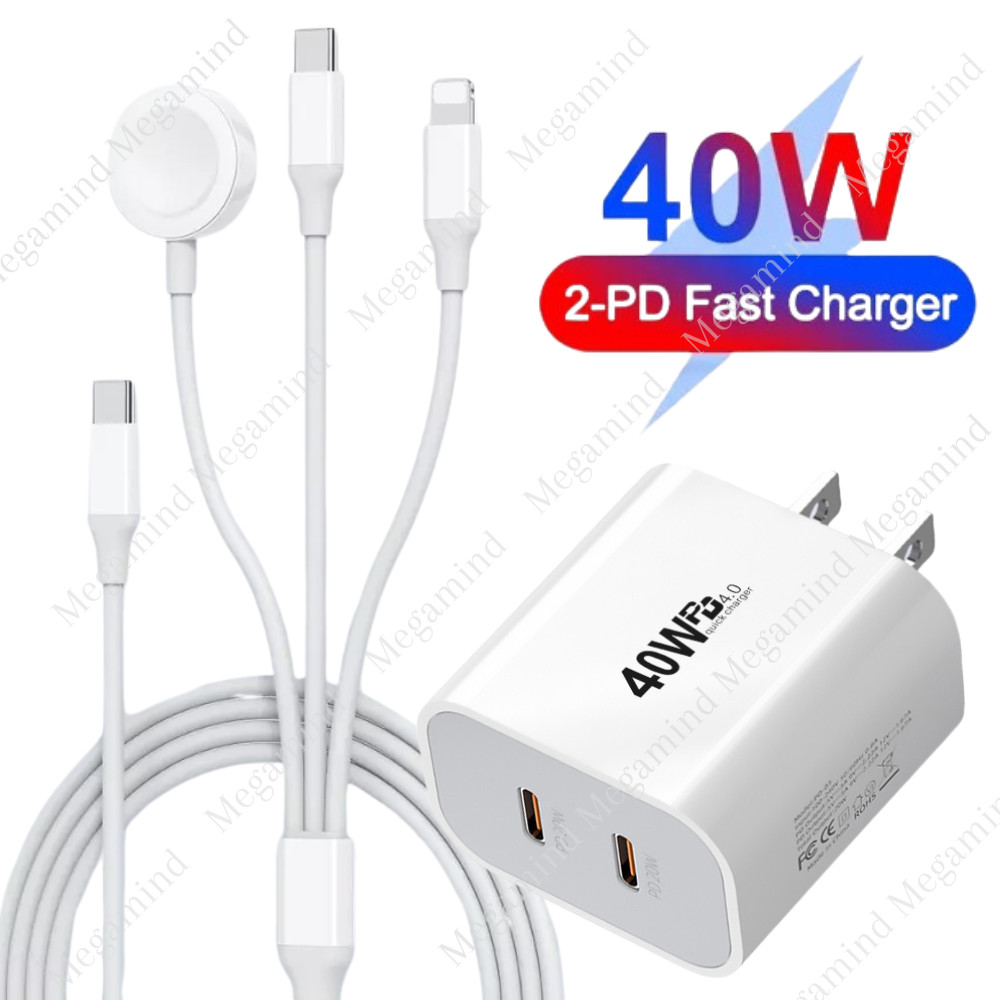 USB C Adapter Magnetic Fast Charger For Apple Watch 5/4/3/2 iPhone 14 15 16 iPad